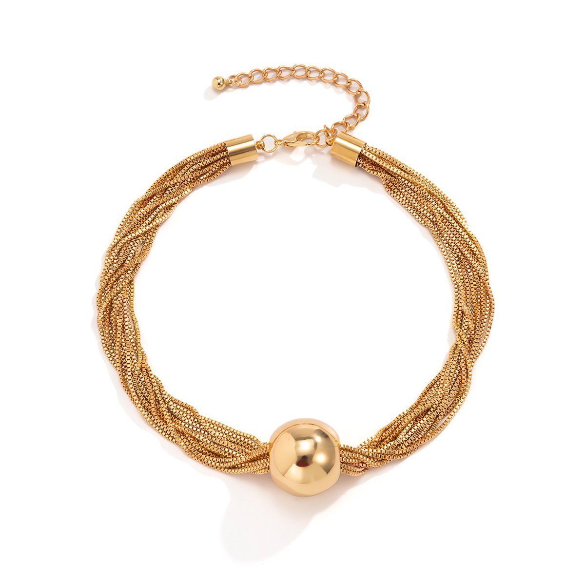 Aatrx Choker Mehrschichtige Hip-Hop-Halskette mit Goldperlen-Anhänger (1-tlg)