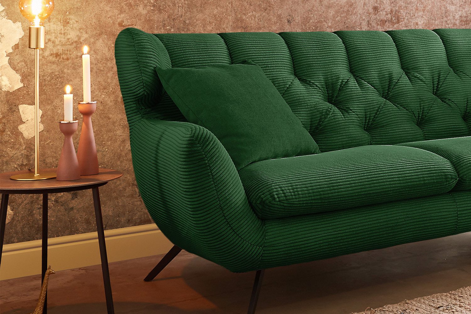 KAWOLA Sofa CHARME, Couch 2-Sitzer oder 2,5-Sitzer, Velvet oder Cord, verschiedene Farben