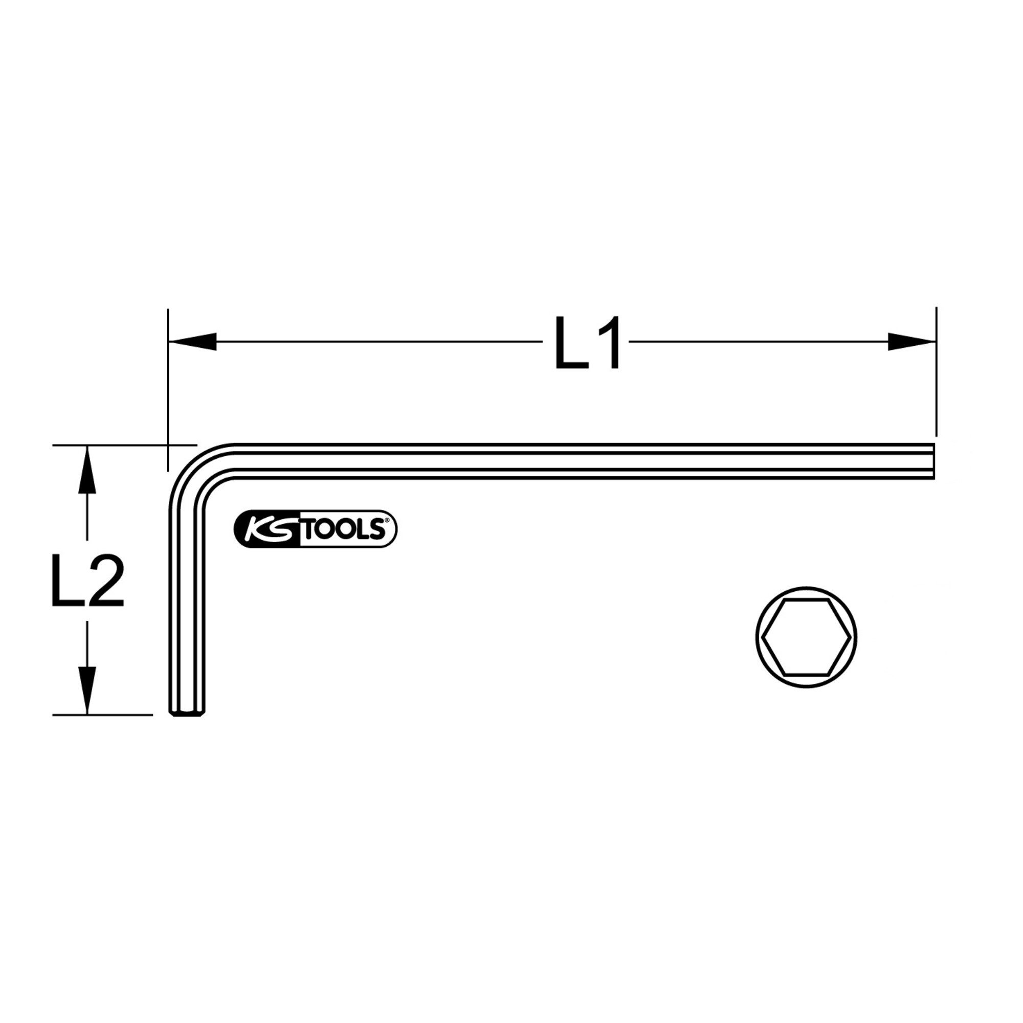 KS Tools Schraubendreher KS Tools Innensechskant-Winkelstiftschlüssel phosphatiert, XL, 6mm