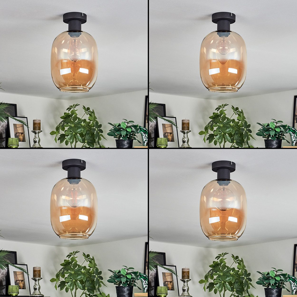 hofstein Deckenleuchte Deckenlampe aus Metall/Glas in günstig online kaufen