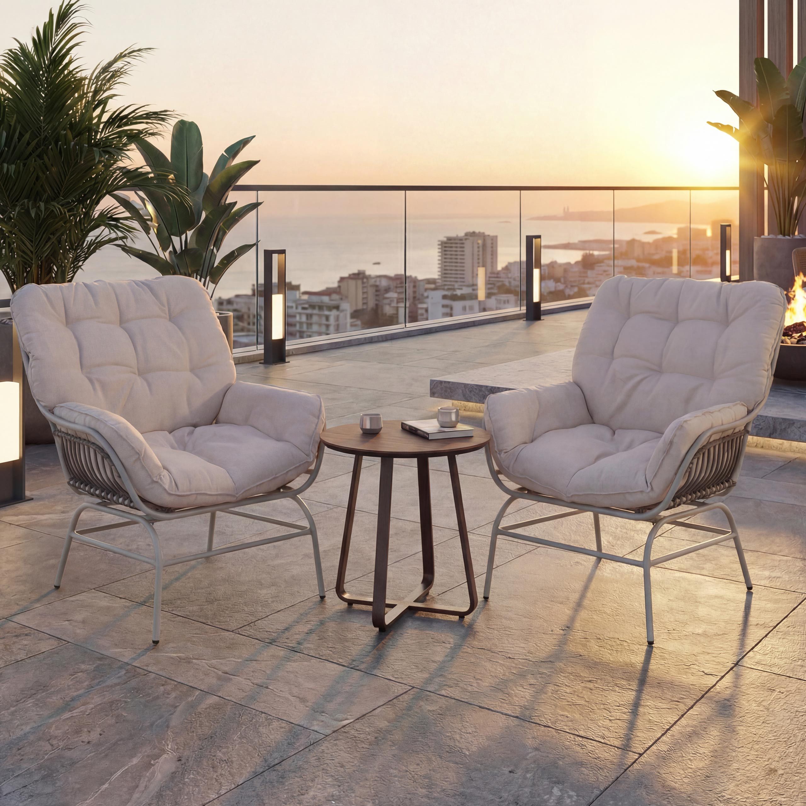 MCW Gartenstuhl MCW-P75 (2 St), Hohe Stoffqualität 220 g/m², Mit höhenverstellbaren Fußbodenschonern