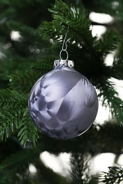 VIVANNO Weihnachtsbaumkugel Weihnachtskugeln Weihnachtsbaumkugeln Eislack ICY Anthrazit - 8 cm (12 Stück) (12 St)