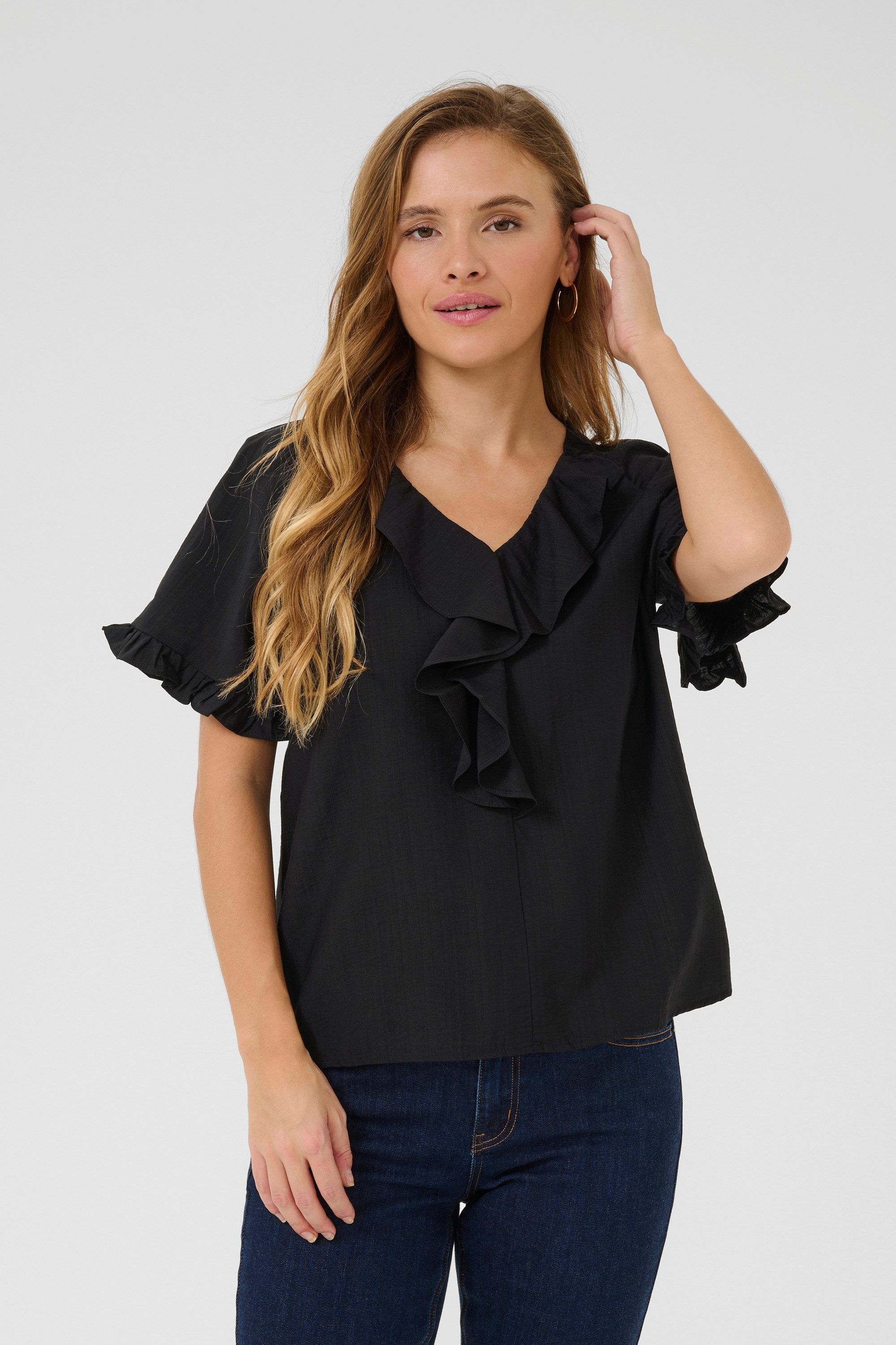 KAFFE Kurzarmbluse Kurzarm-Bluse KAmariana