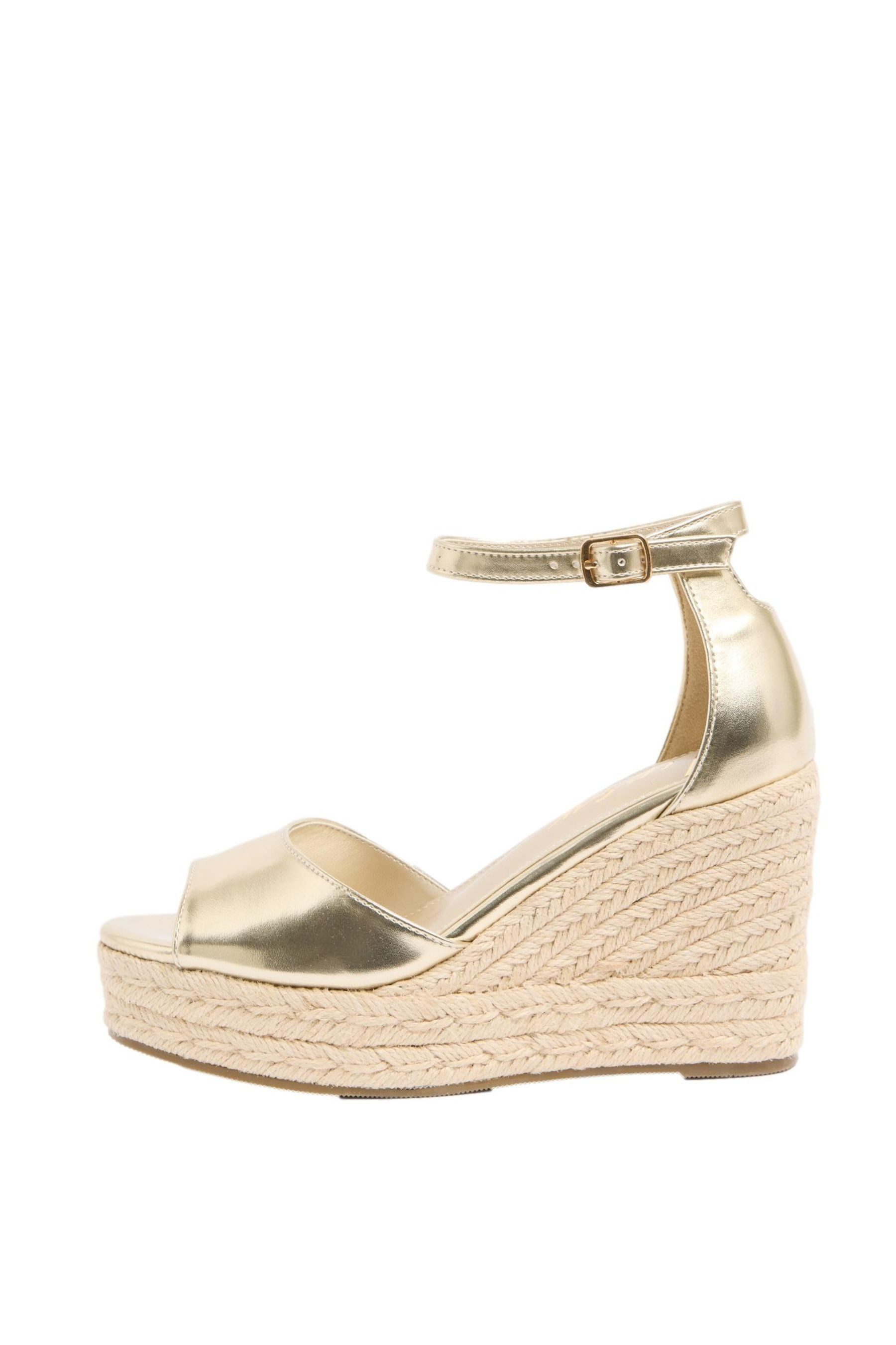 LIPSY Lipsy zehenfreie Canvas-Espadrilles mit Keilabsatz High-Heel-Sandalette