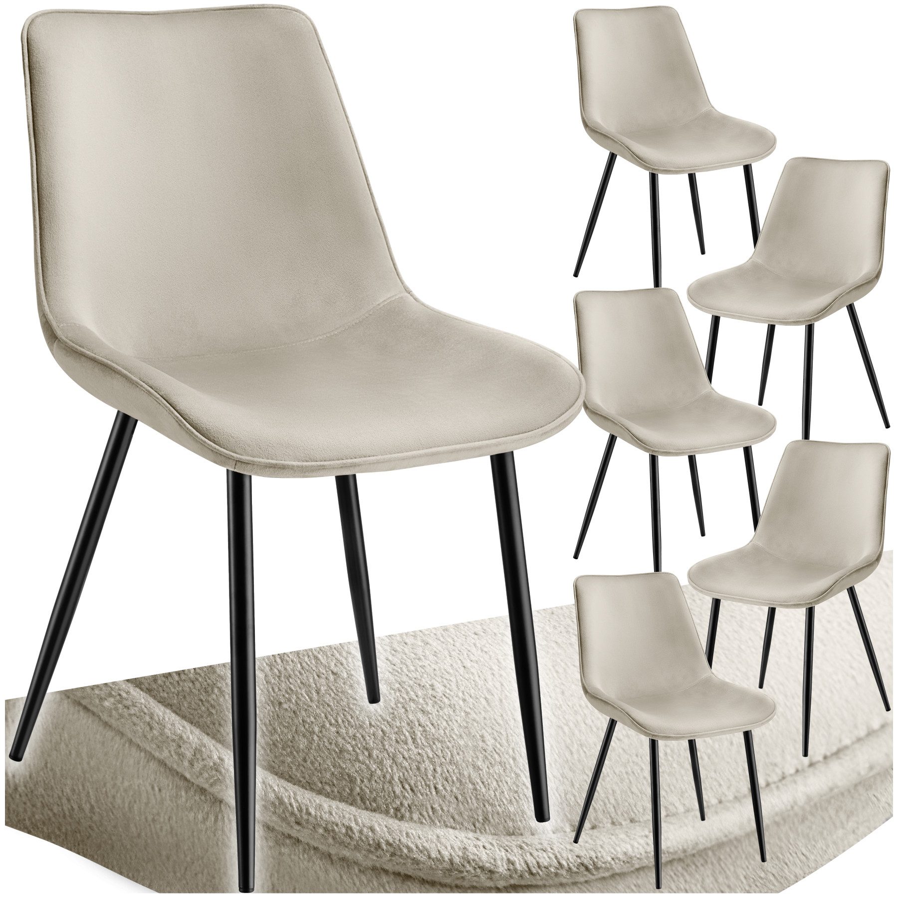 tectake Esszimmerstuhl Set Stuhl Monroe Samtoptik (Set, 6 St), Ergonomisch günstig online kaufen
