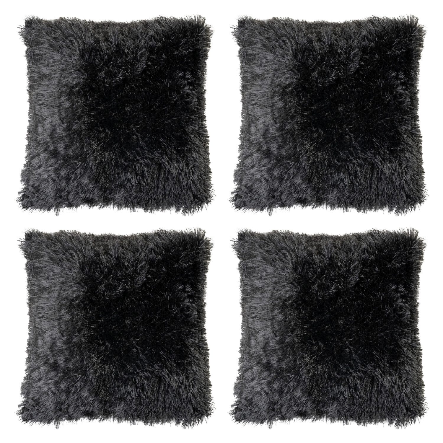 Home4You Dekokissen 4er Set, Schwarz, Kunstfaser, 50 x 50 cm, Kissenhüllen günstig online kaufen