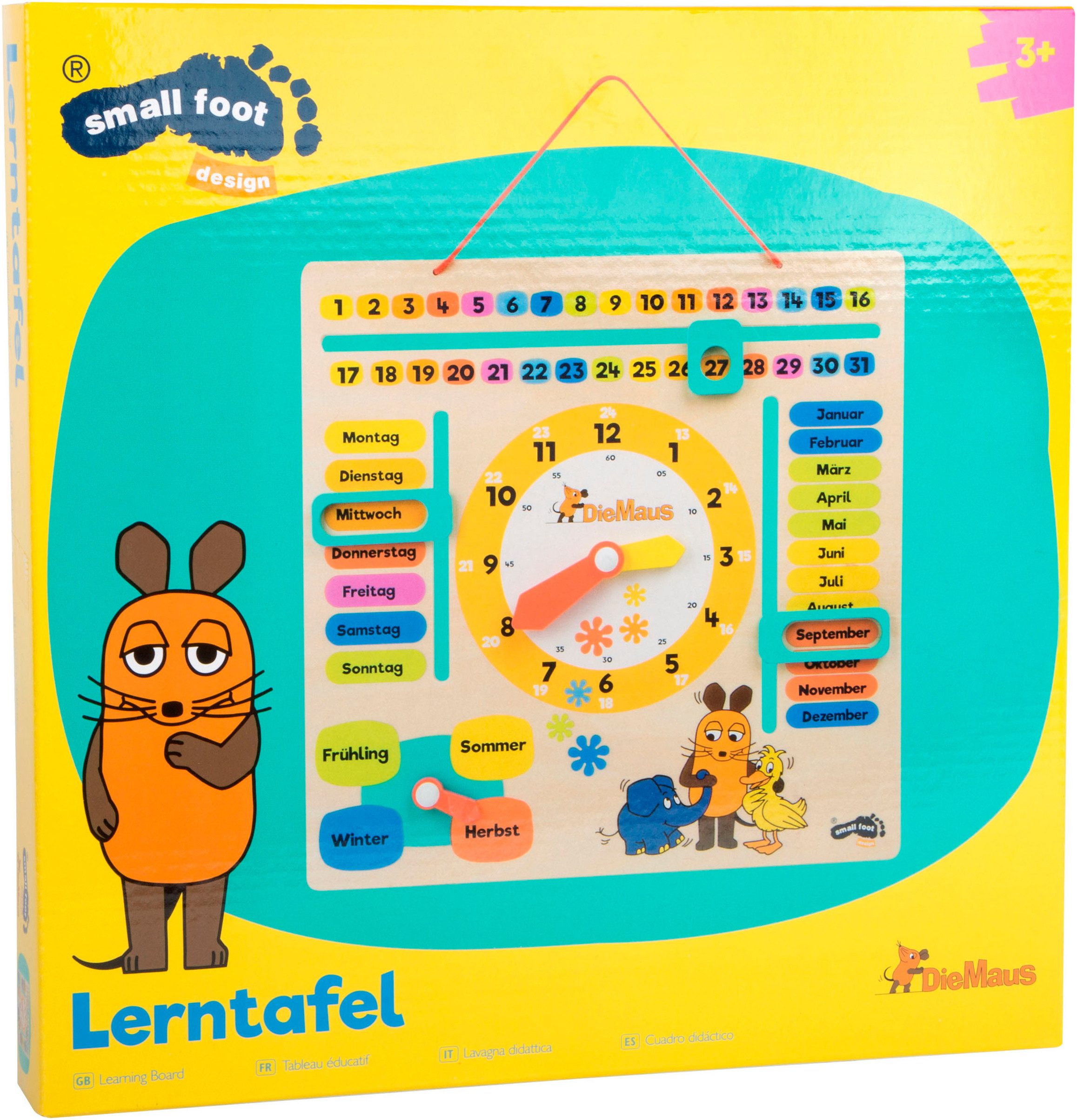 Small Foot Lernspielzeug Die Maus, Lernuhr mit Kalender