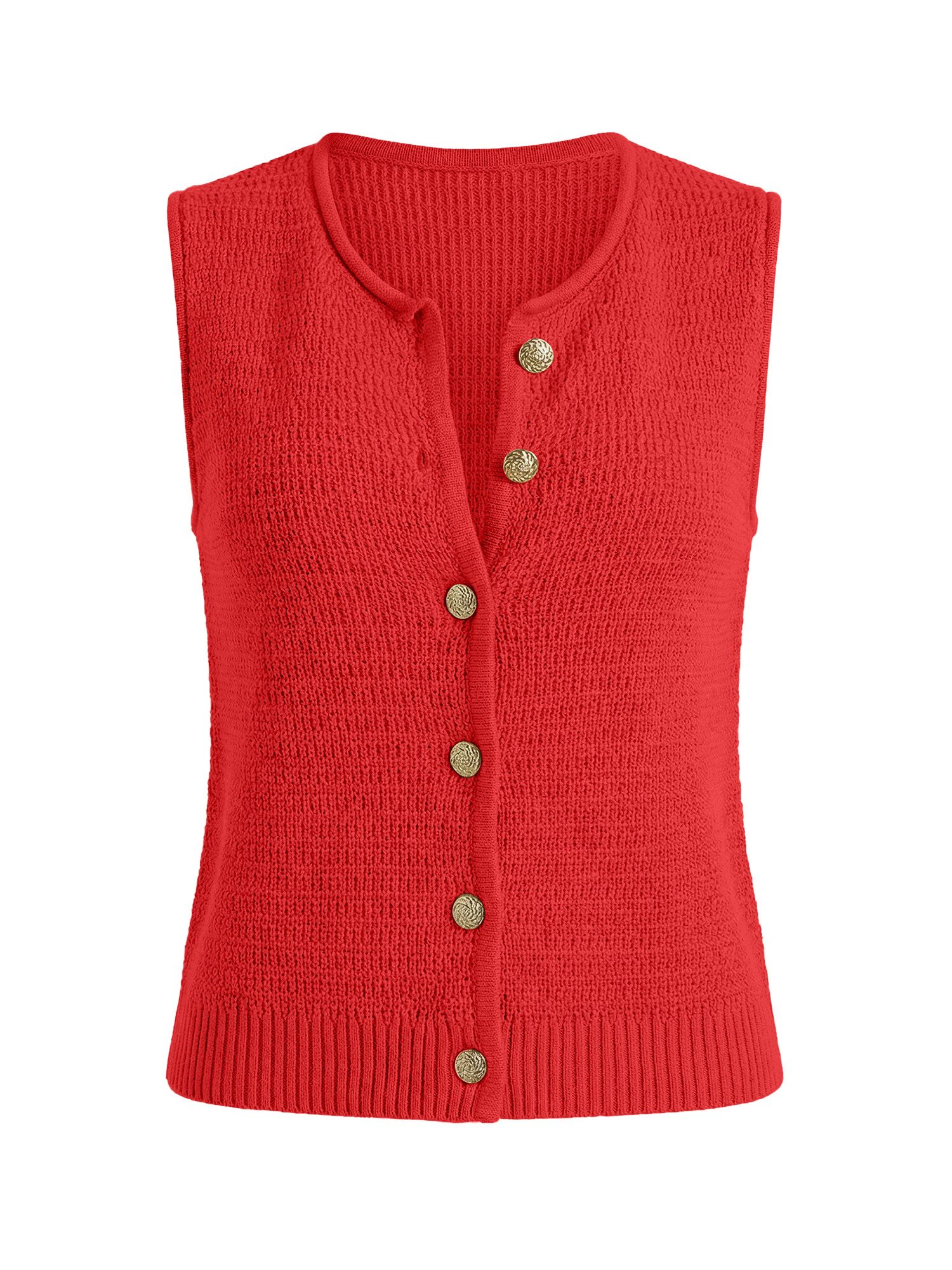 Imily Bela Kurzweste Damen Ärmellose Strickweste mit Knopfleiste (Packung, 1-tlg., 1per-Pack) einfarbig