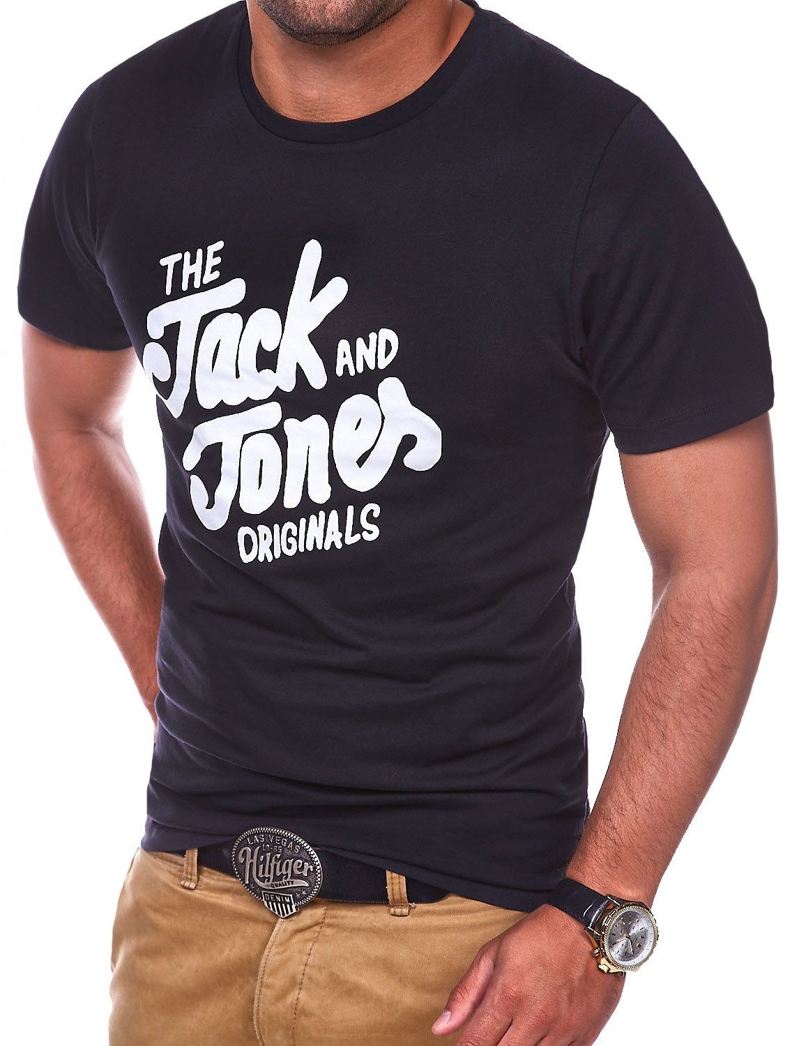 Jack & Jones T-Shirt JJJORSPLASHSTEE Herren mit Print O-Neck