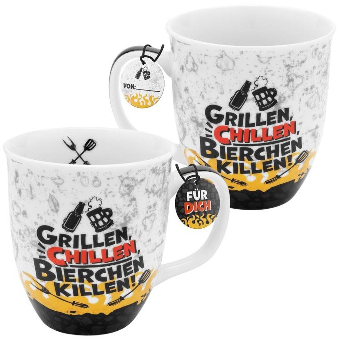 Tasse Material: Sheepworld Kaffeebecher Kaffeetasse 48212, Porzellan 40cl Teetasse Grillen Tasse Sheepworld