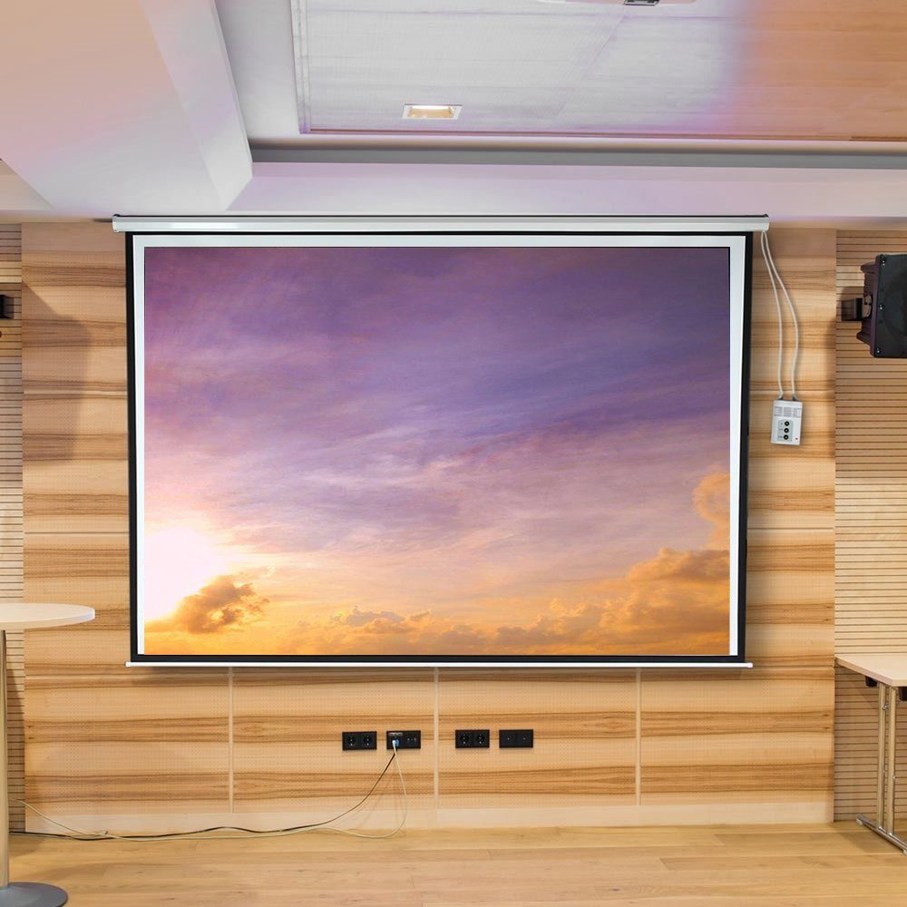 Melko Projektionsleinwand 300X229 Beamerleinwand HDTV Motor inkl. FFB Rolloleinwand (Motor ist sehr leise)