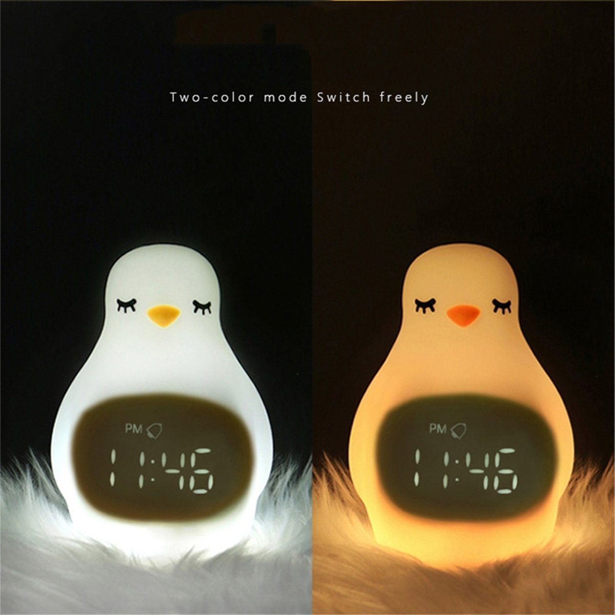 K&B Schlafphasenwecker mit Pinguin-Nachttischlampe USB-Aufladung
