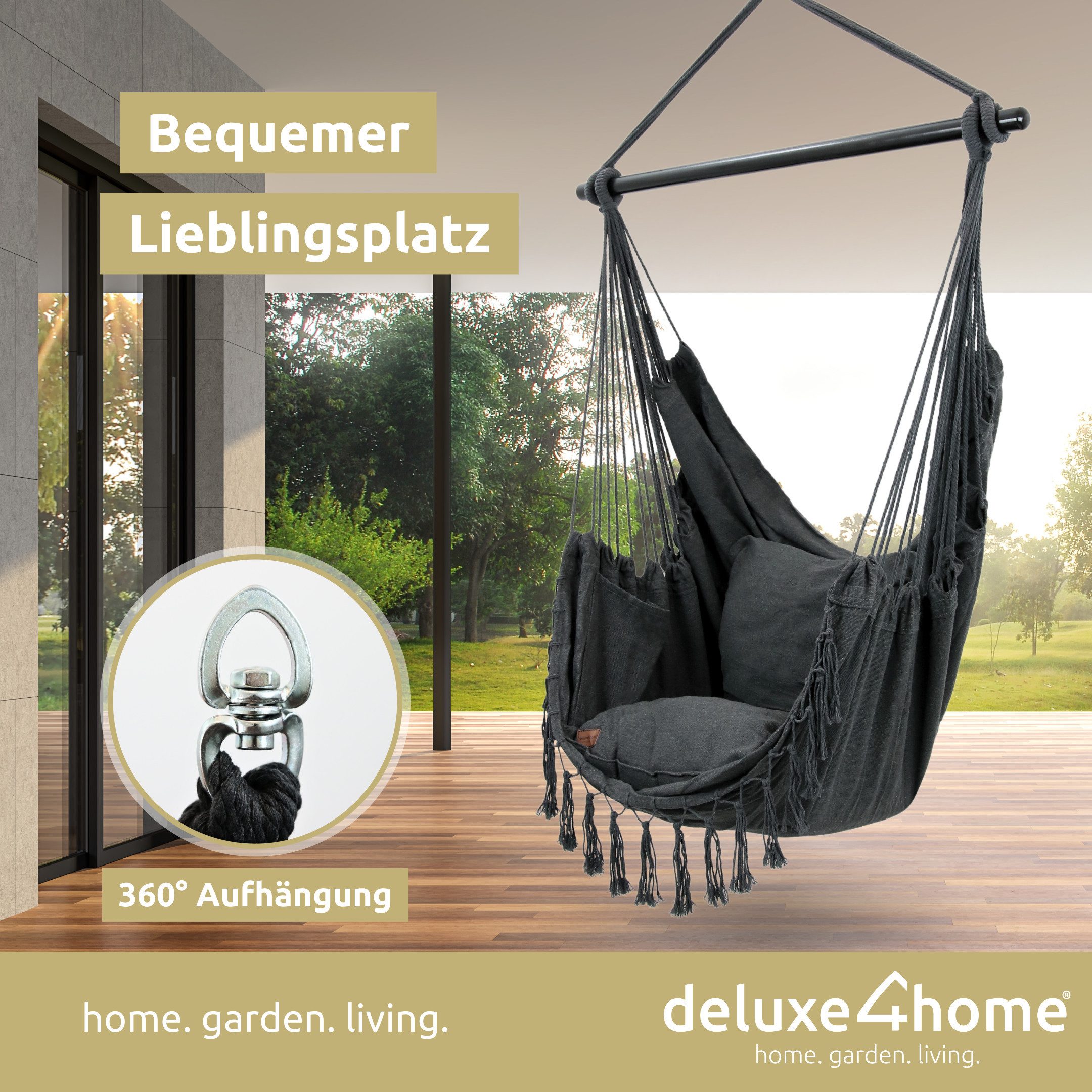 deluxe4home Hängesessel Hängeschaukel, Deckenschaukel Indoor & günstig online kaufen