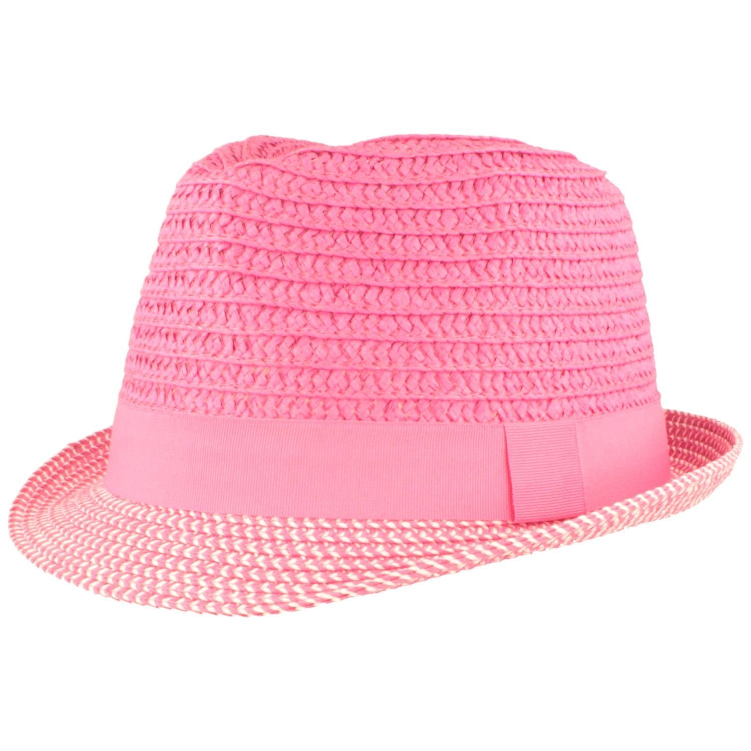 Breiter Strohhut Knautschbarer Trilby für Kinder pink