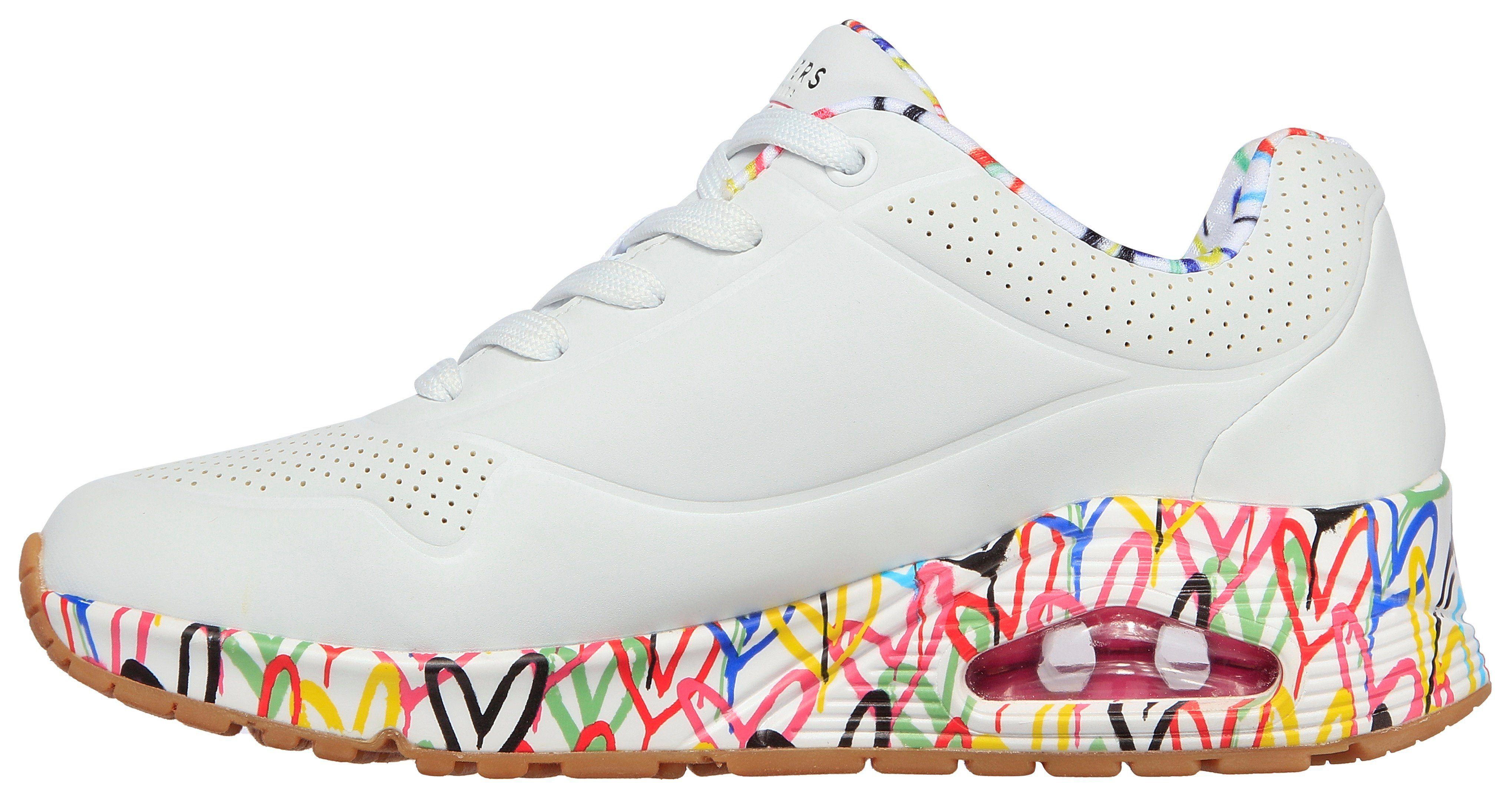 Skechers UNO-LOVING LOVE Wedgesneaker Freizeitschuh, Halbschuh, Schnürschuh mit coolem Graffiti-Print – Bild 5 von 5