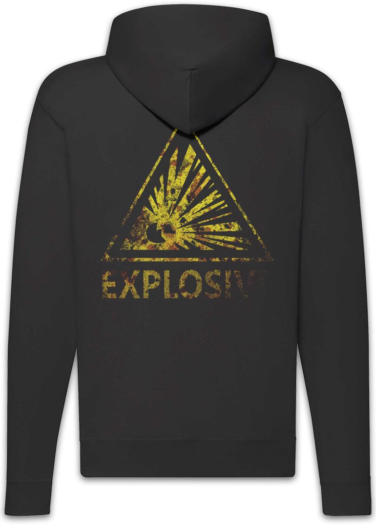 Urban Backwoods Sweatjacke Caution Explosive Vintage Logo Sign Zipper Hoodie Warning Danger (1-tlg) Explosion TNT Bomb Warnschild