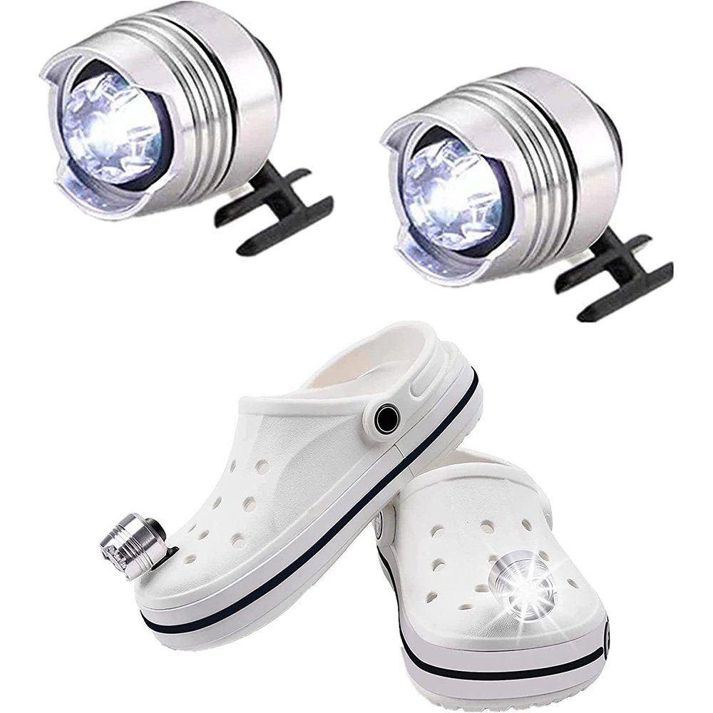 zggzerg LED Scheinwerfer 2 Stück Scheinwerfer für Croc Schuhe Headlights für Clogs Croc-Zubehör Silber