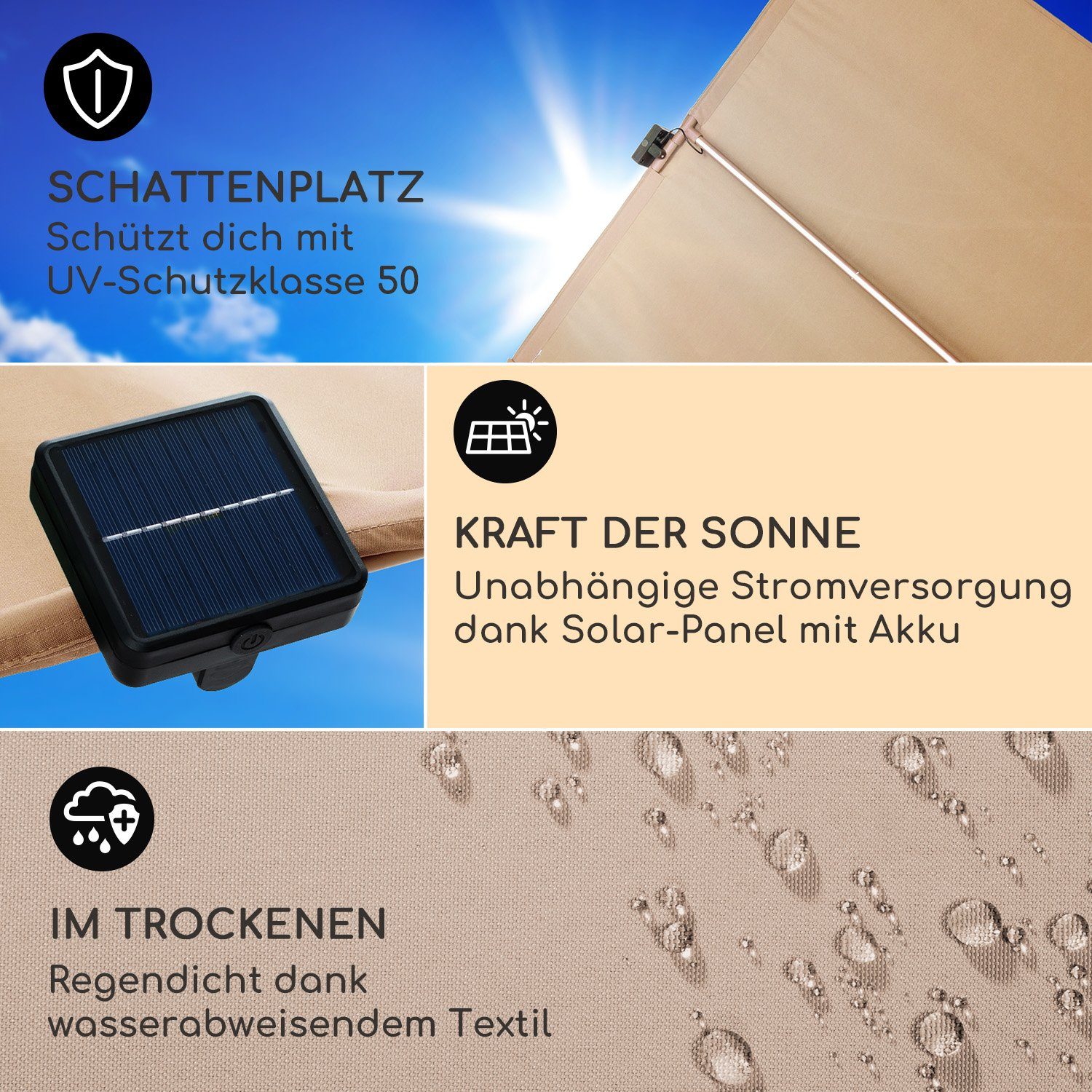 blumfeldt Sonnenschirm Parasol Flex Shade with LED