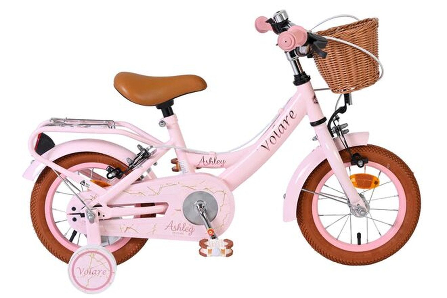 Kinderfahrrad Ashley 12-Zoll Mädchen Rosa – zwei Handbremsen, Kettenkasten