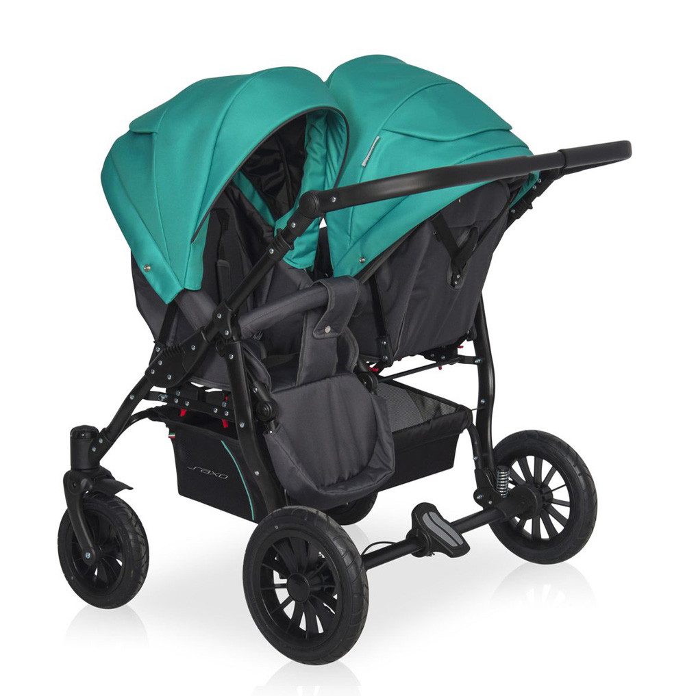 babies-on-wheels Zwillings-Kombikinderwagen Riko 5 in 1 inkl. Sportsitze, Autositze und Iso Bases in 5 Farben
