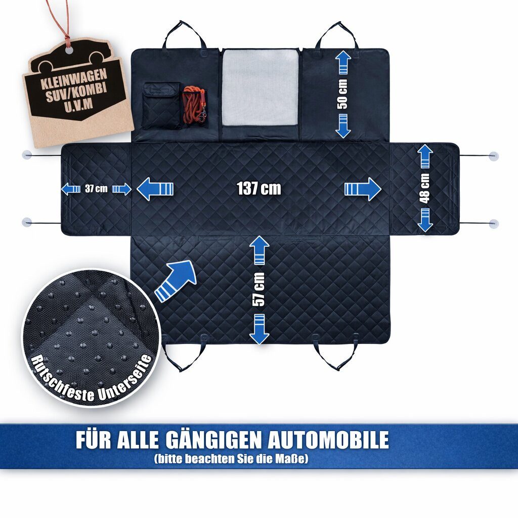 BigDean Tier-Autodecke Autoschondecke Hund Rücksitz mit Sichtfenster & Seitenschutz., Schnell und einfach durch Klickverschlüsse an den Kopfstützen