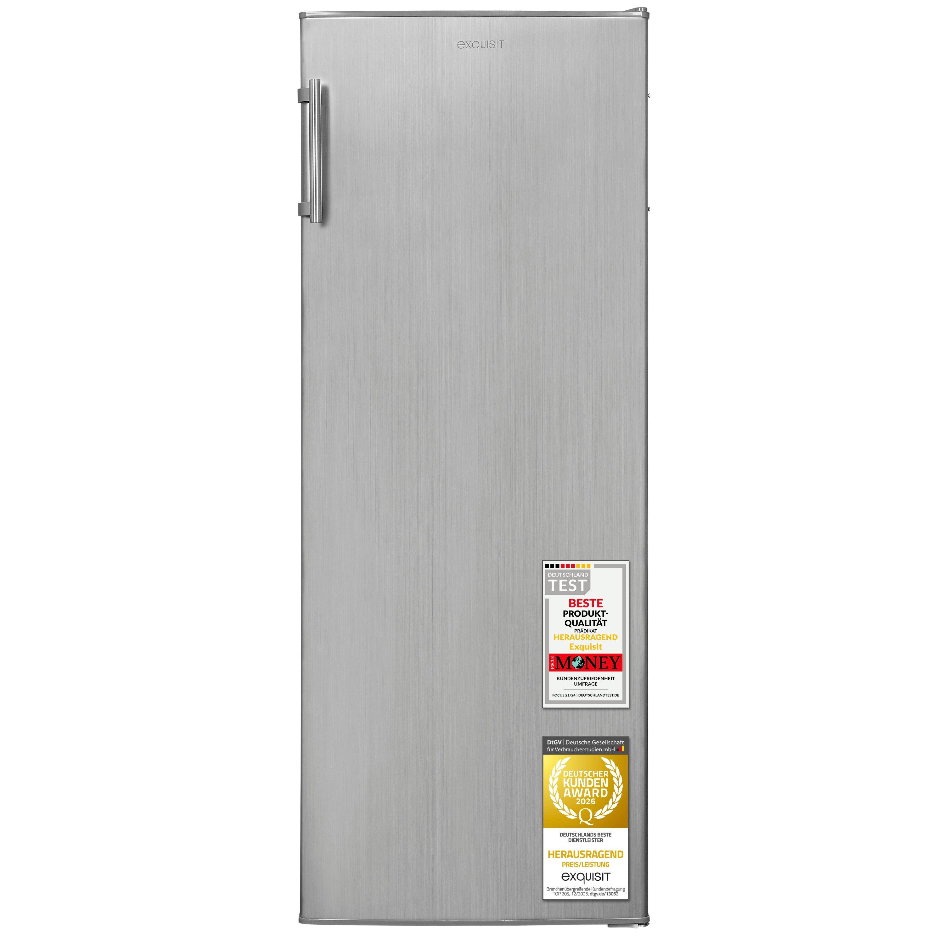 exquisit Vollraumkühlschrank KS5320-V-H-040D, 142,6 cm hoch, 54,5 cm breit, 242 l Nutzinhalt, LED Beleuchtung, Energieklasse D, Geräuschklasse C