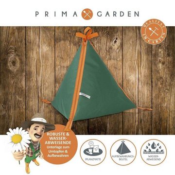 PRIMA GARDEN Blumentopfuntersetzer 2in1 Pflanzunterlage und Utensilienbeutel Grün Gartenarbeitsunterlage, 1-tlg., Polyester Ø 148 cm