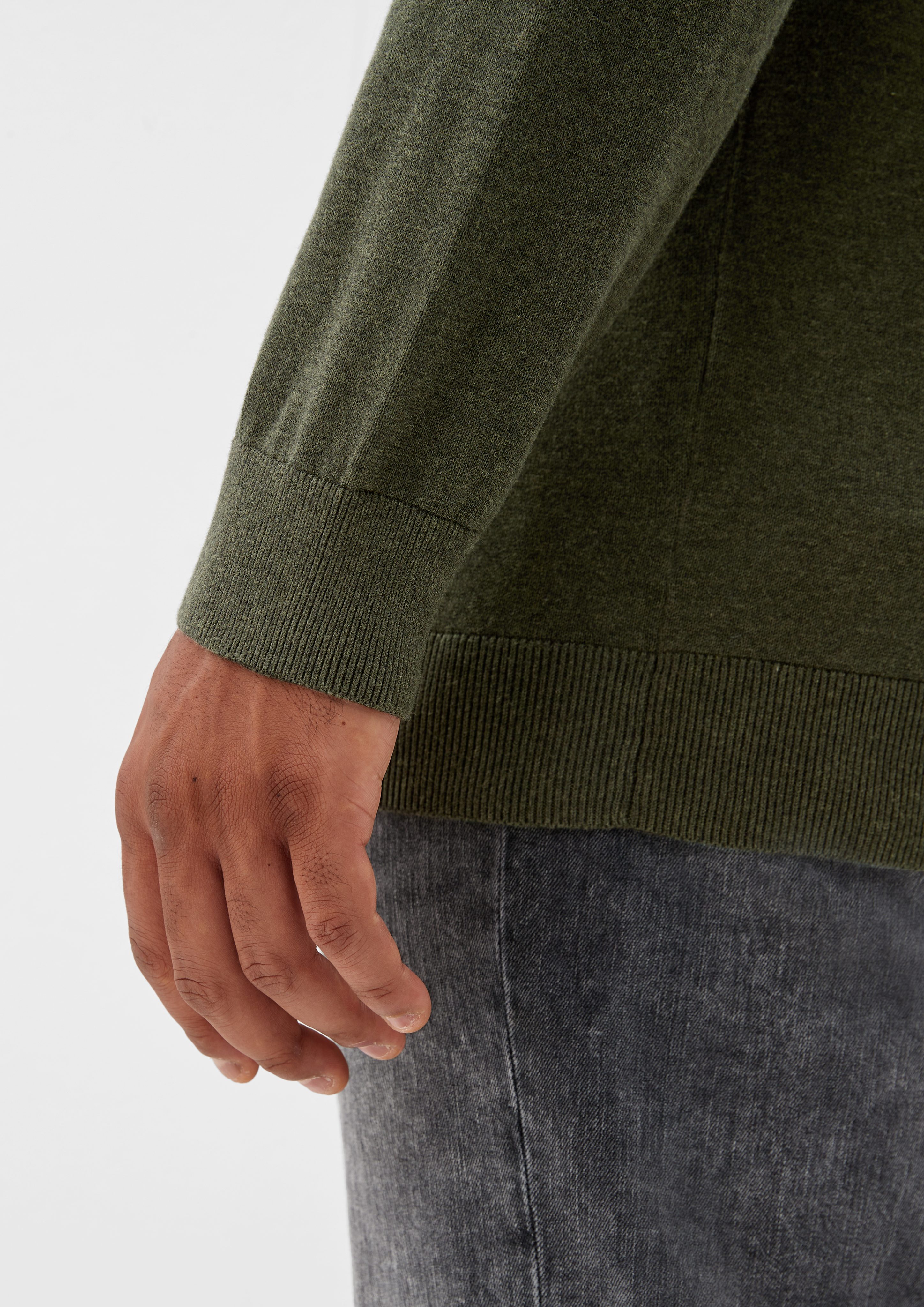 Feinstrick s.Oliver aus Logo melange Pullover khaki/oliv Strickpullover