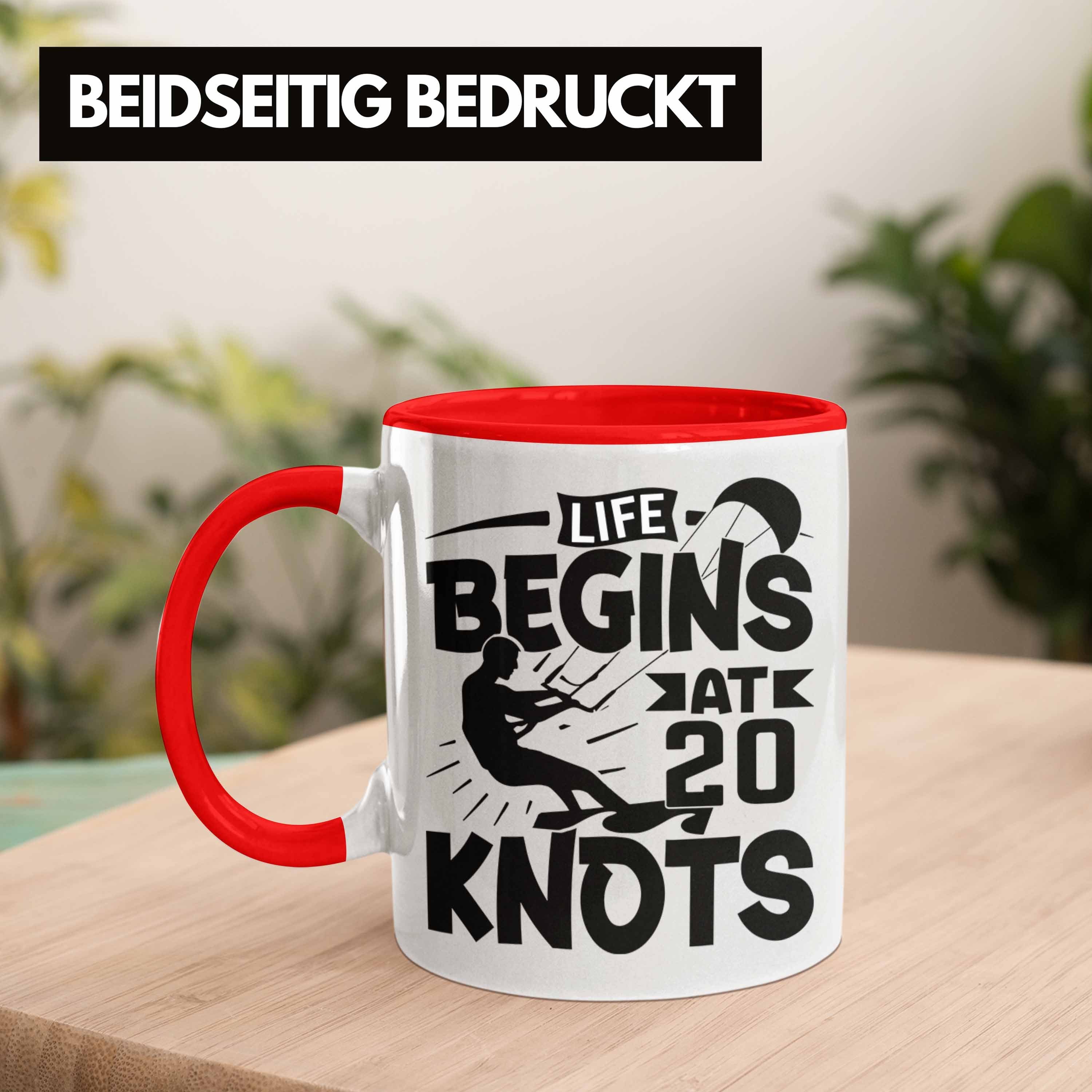 Trendation Tasse Tasse Liefe Geschenkidee Geschenk Rot für At Kitesurfer Kitesurfing Begins