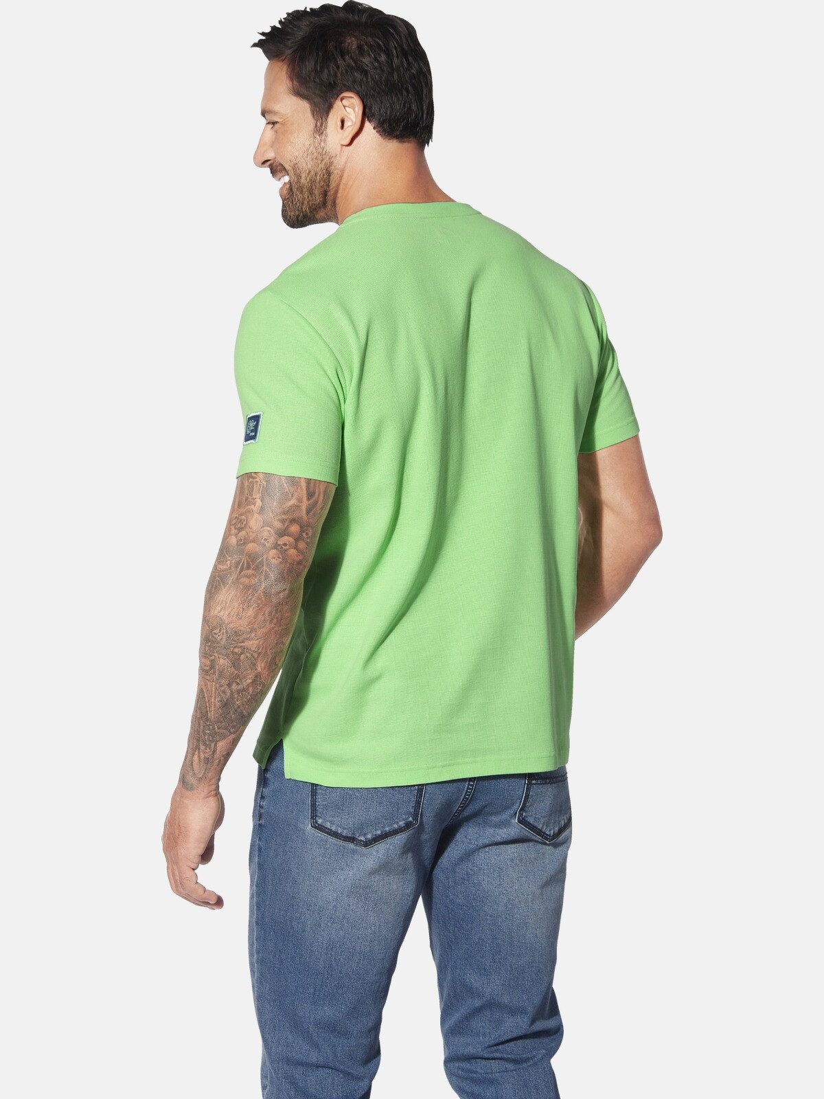 Jan Vanderstorm T-Shirt GORTAN mit Knopfleiste & Aufdruck günstig online kaufen