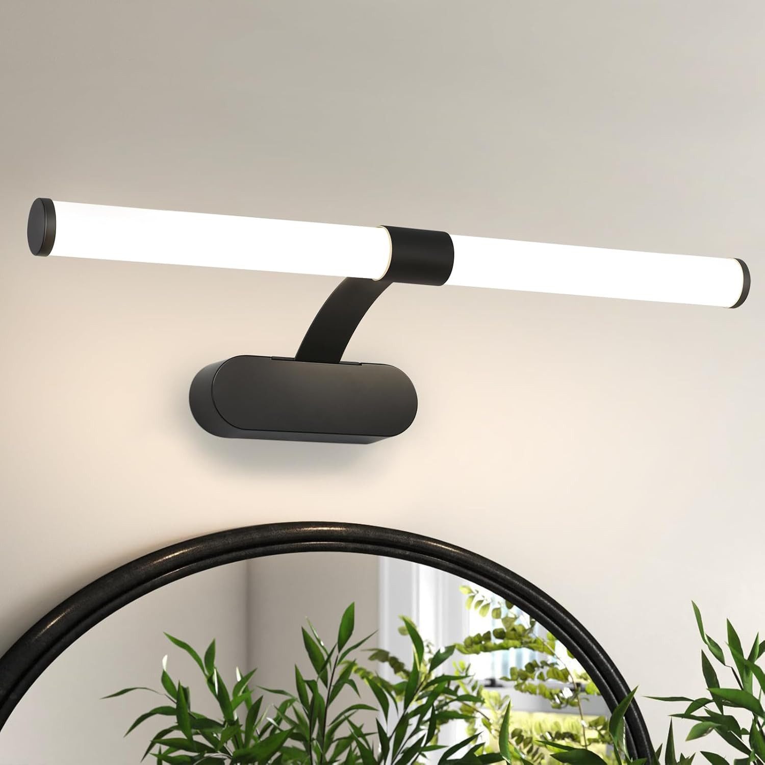 ZMH LED Spiegelleuchte 60CM Schwarz/Weiß Modern Wandlampe 8W für schrank, Augenschutz Design, LED fest integriert, 4000K
