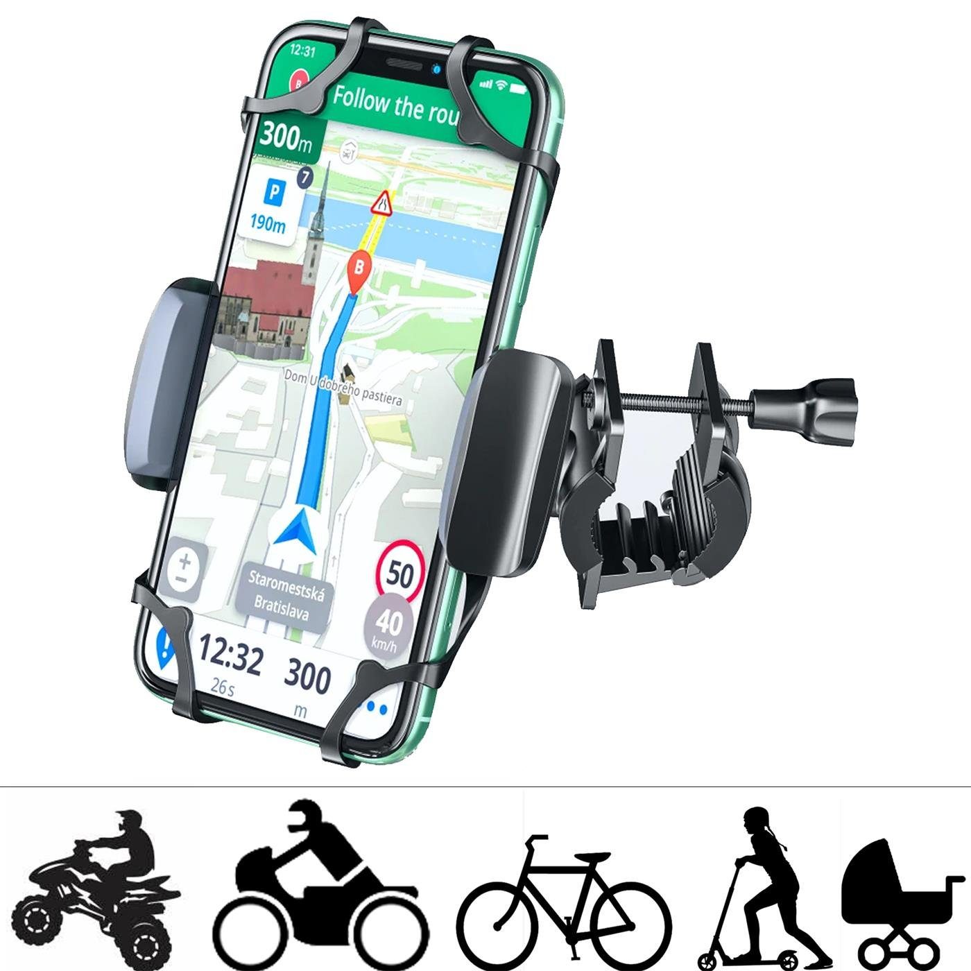 CoolGadget Fahrrad Gummiband Handy-Halterung, (bis 6,5 Zoll, Smartphone  Handy Halter für Motorrad Bike Roller Scooter)