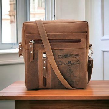Landleder Messenger Bag Anatomy Vintage Unisex Umhängetasche, 100% Rindleder