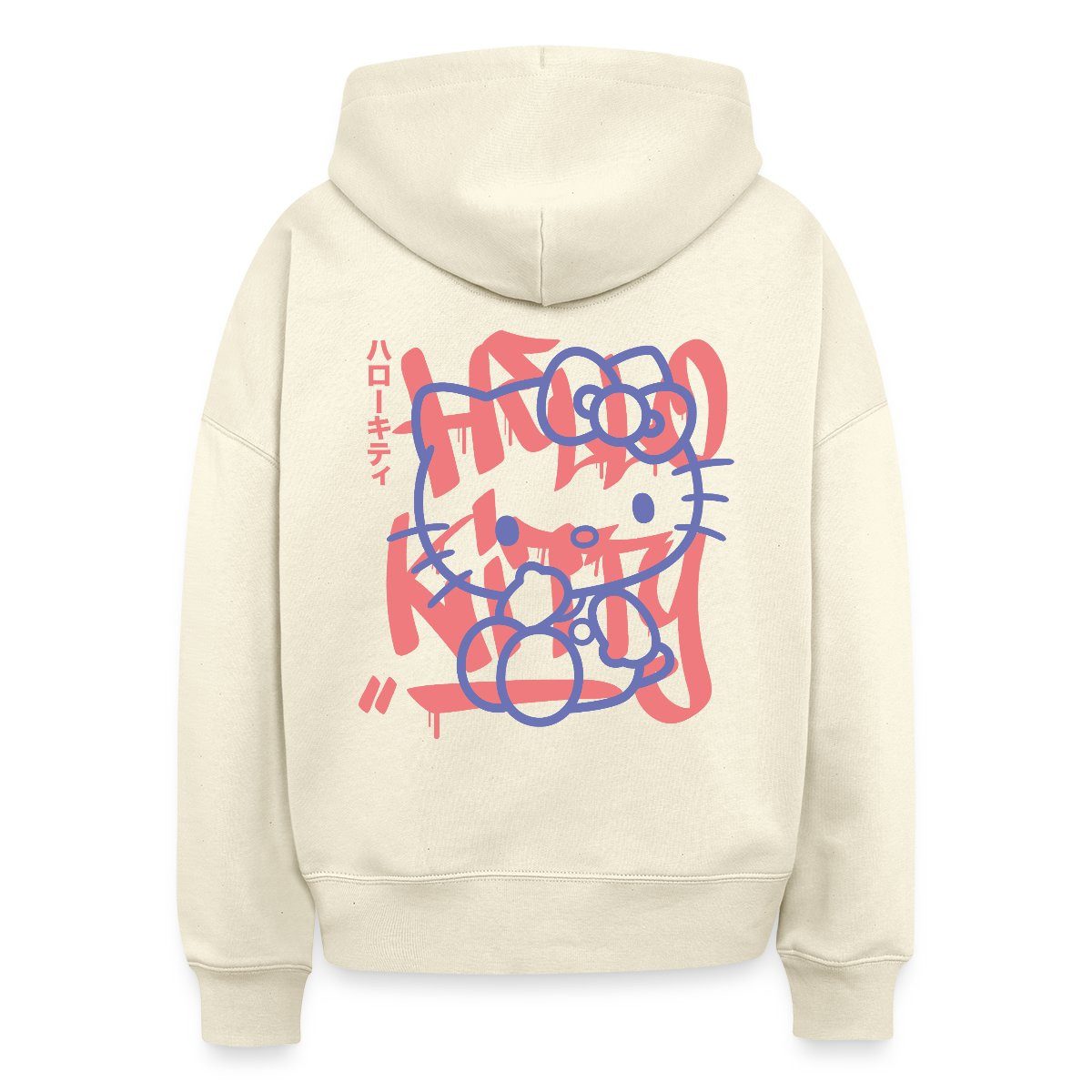 Hoodie Hello Kitty Mit Schriftzug Graffiti Stil Frauen Boxy Organic Hoodie