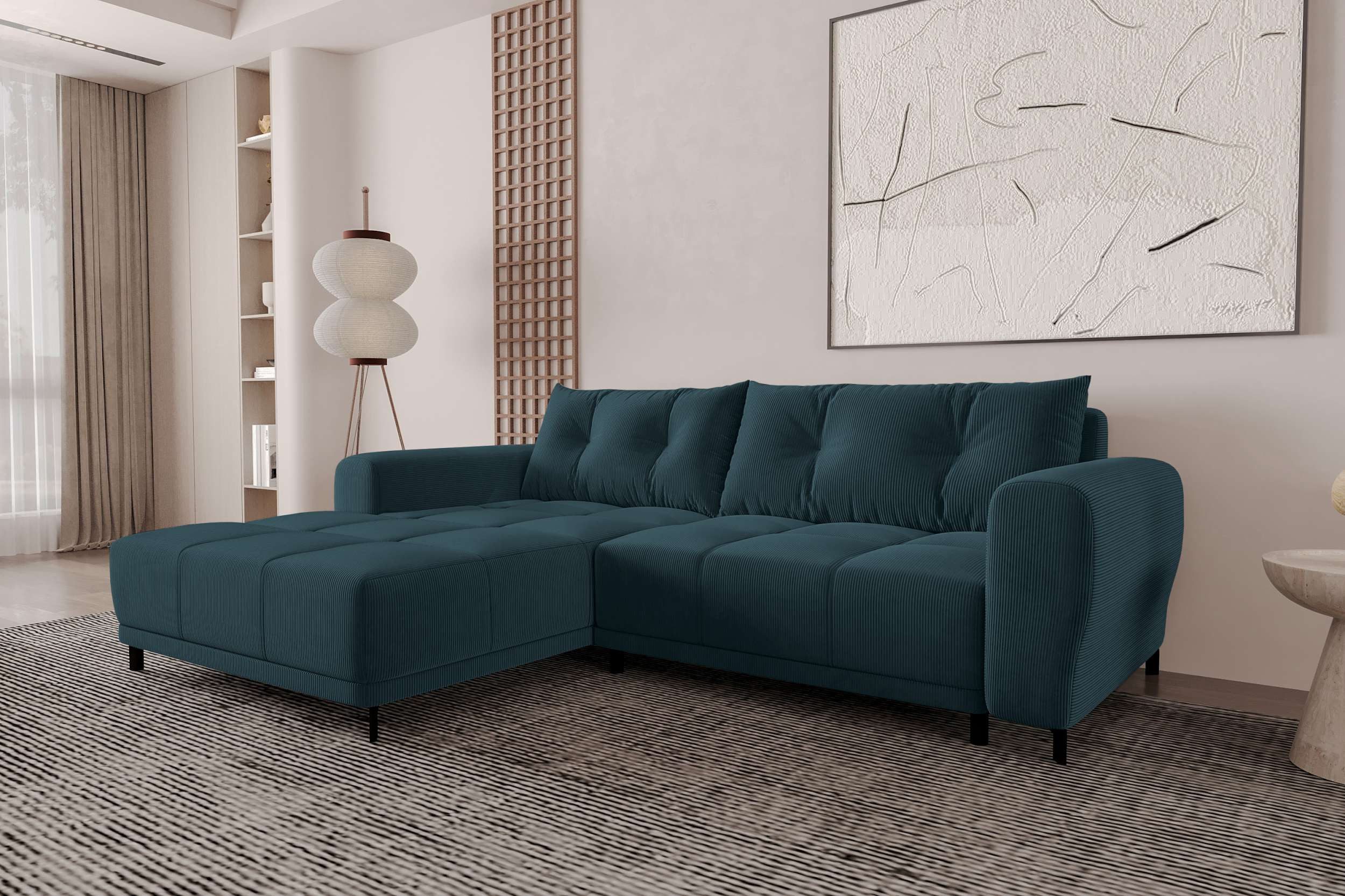 99rooms Ecksofa Massimo, Sofa L-Form, Eckcouch, mit Schlaffunktion,Rundumbezug, in Cordstoff POSO