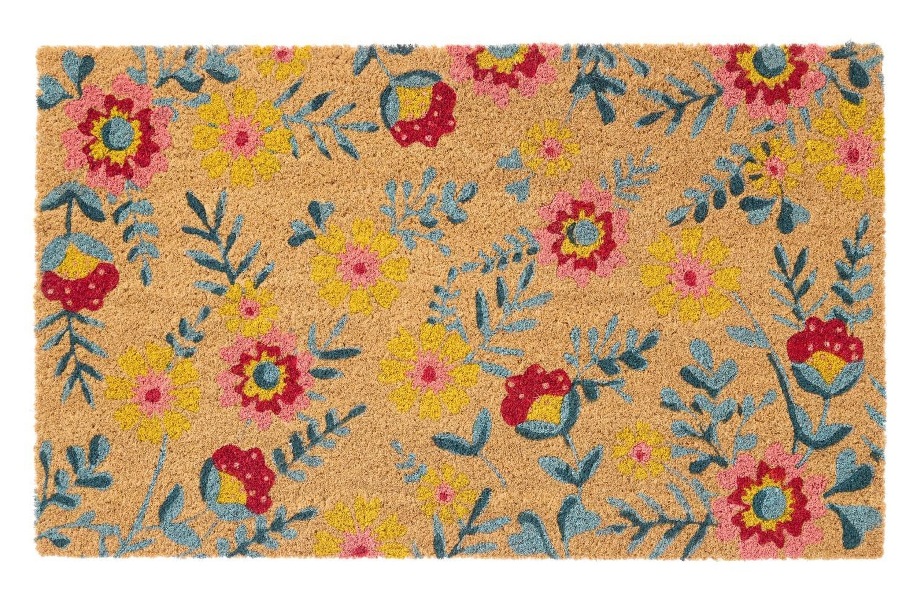 Ib Laursen Fußmatte Ib Laursen - Fußmatte Türmatte Fußabtreter Blumen 45x75cm Kokos PVC