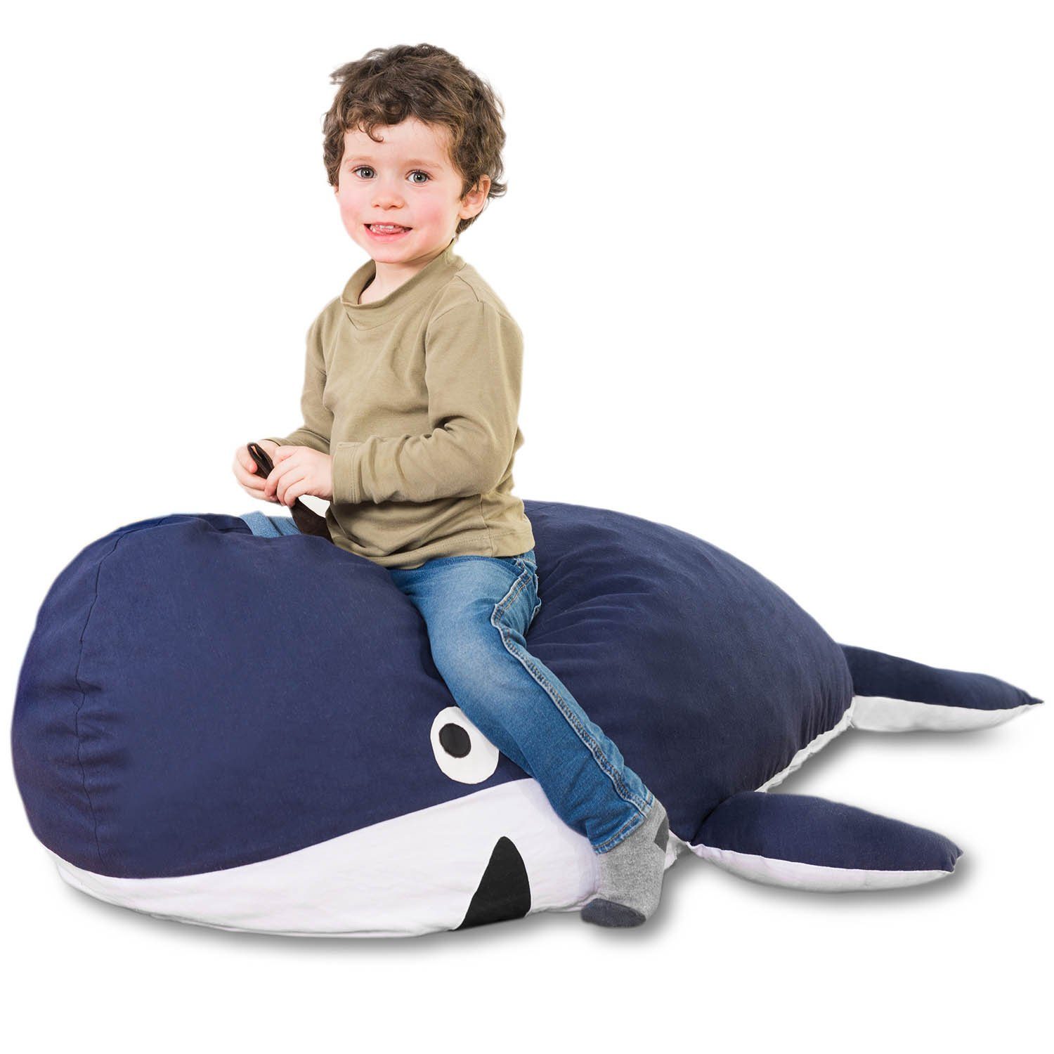 Smoothy Sitzsack Kindersitzsack Tierform Kinder, (Sitzkissen Baumwollbezug Wal Kindermöbel), Sitzkissen für