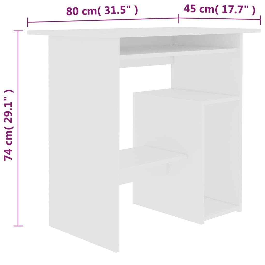 cm vidaXL | Weiß Weiß Schreibtisch Schreibtisch Holzwerkstoff Weiß 80x45x74