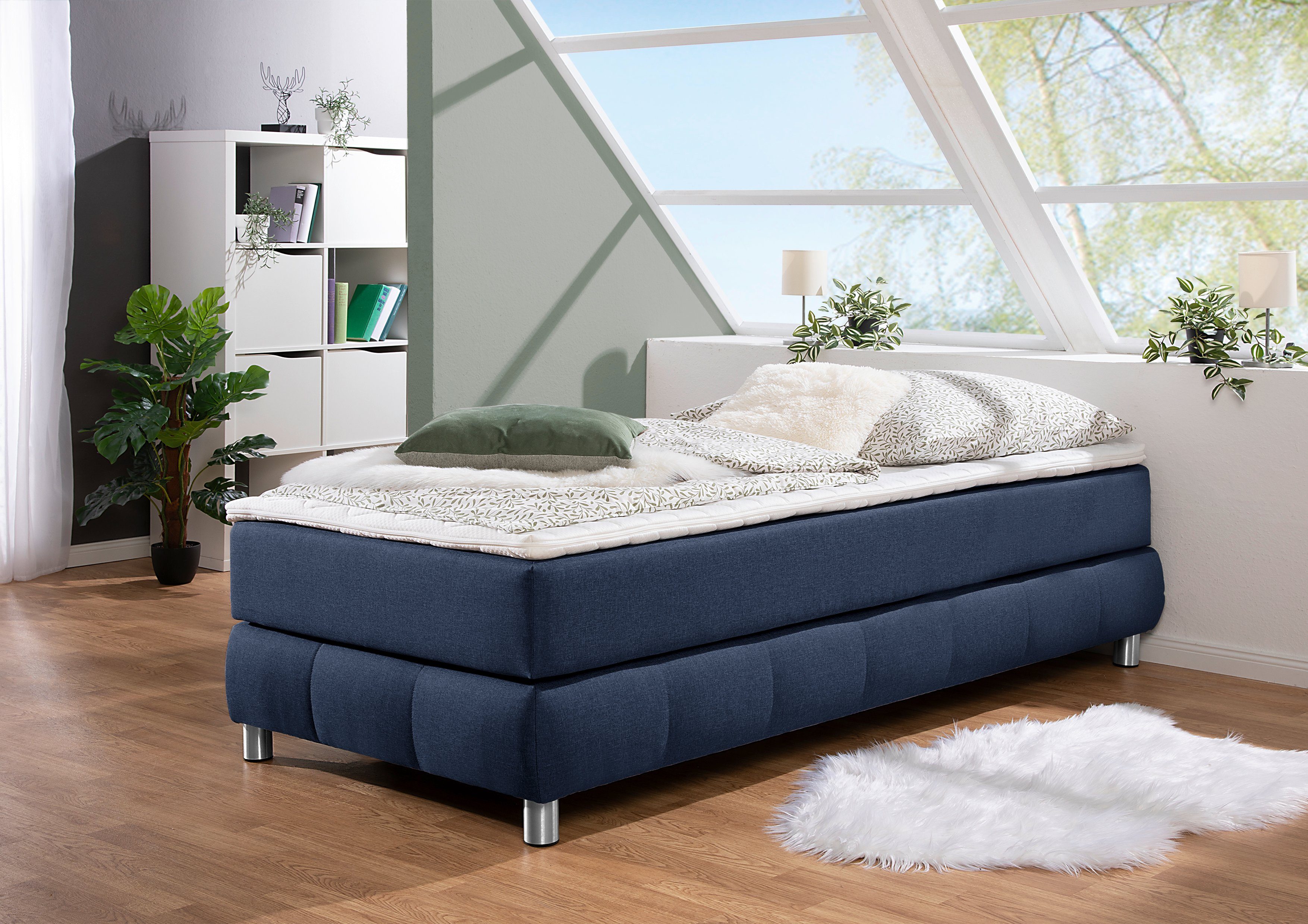 andas Boxspringbett Salo, Ohne Kopfteil, inkl. Topper, auch in Überlänge 220 cm