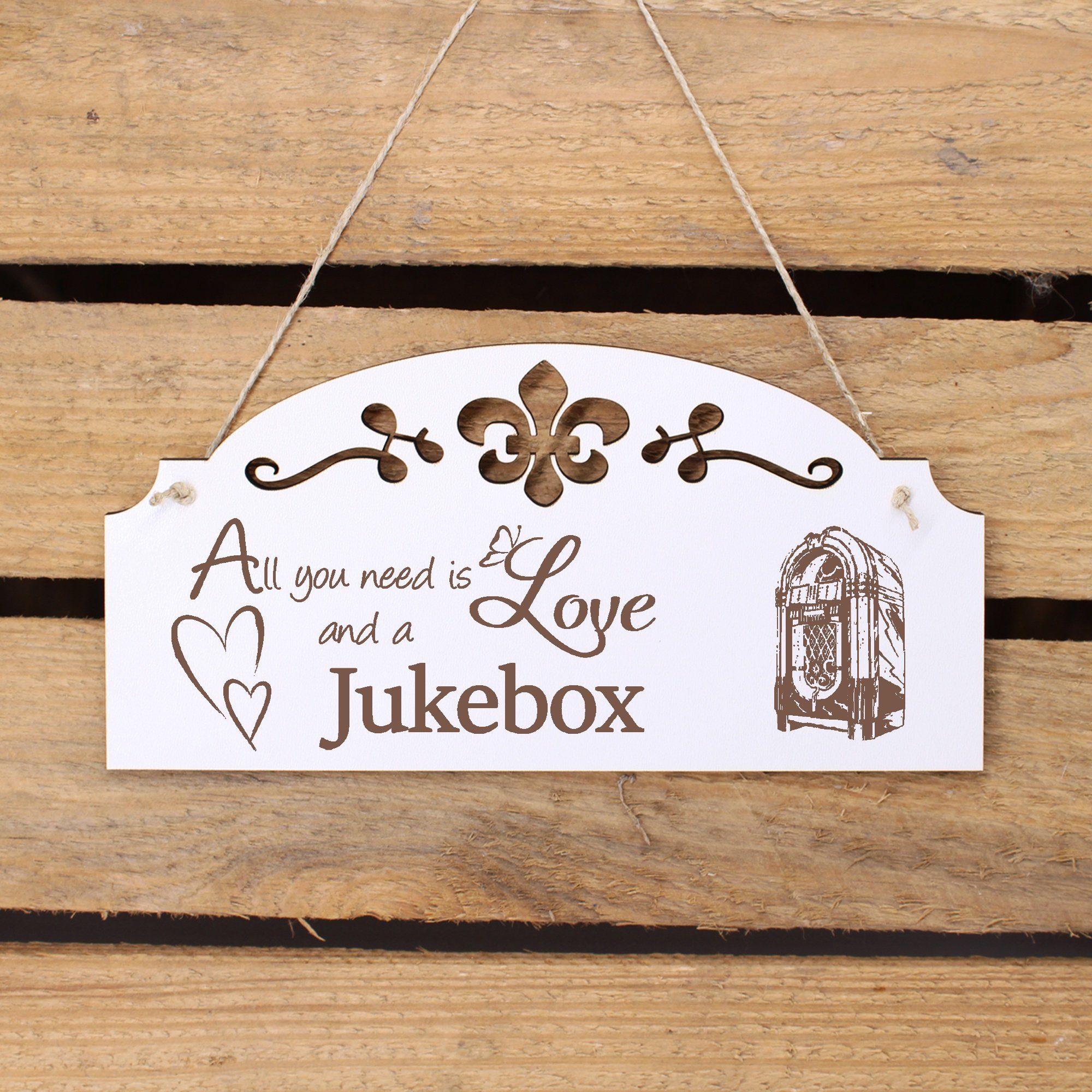 Jukebox All you Love Deko Dekolando Hängedekoration is need 20x10cm