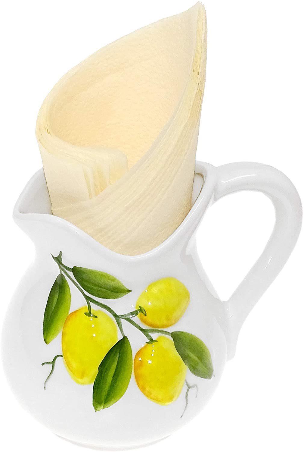 Lashuma Wasserkrug Zitrone, (1-tlg., ca. 13,5 cm (500 ml), weißes Milchkännchen aus Keramik mit Zitronen Relief