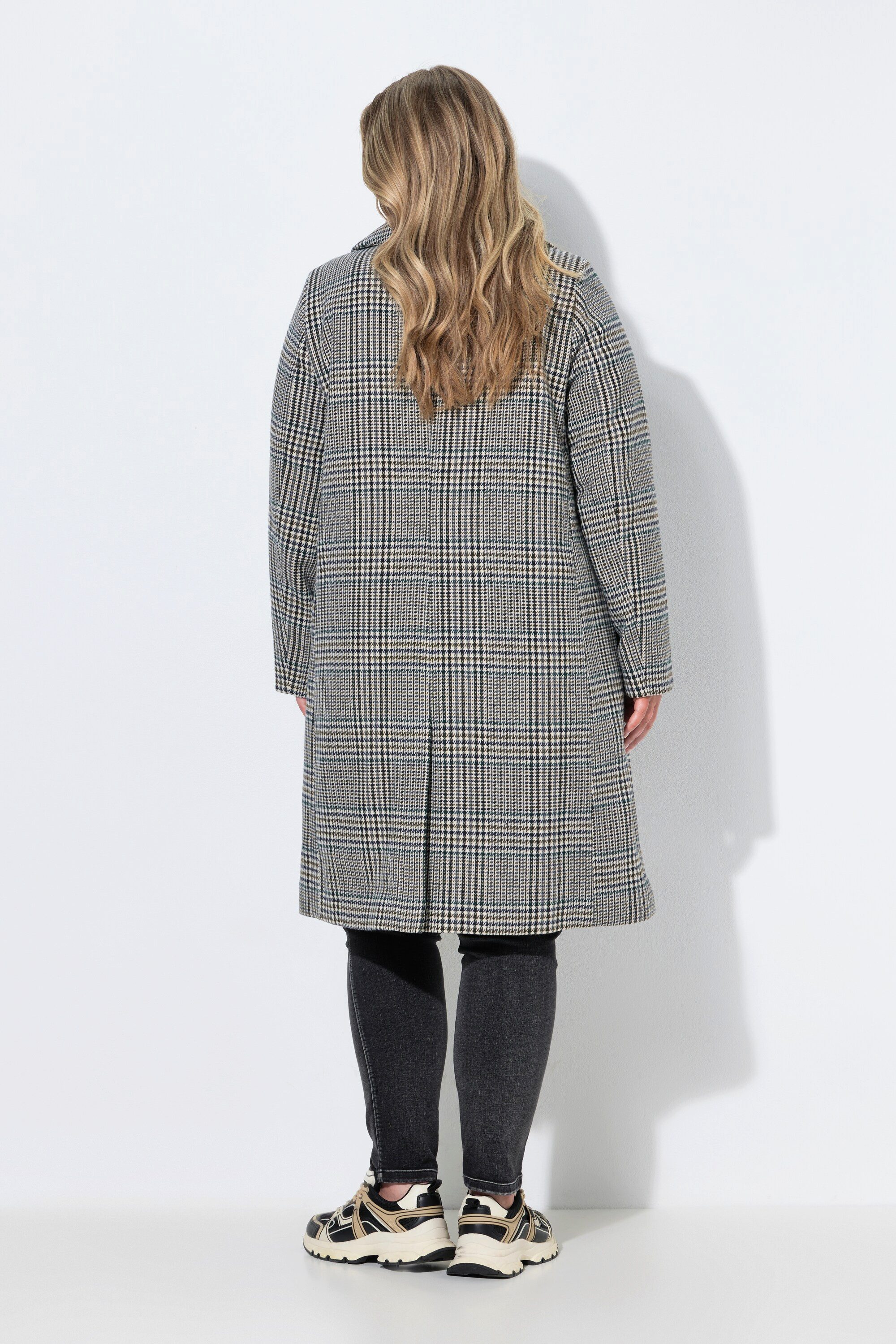 Ulla Popken Wollmantel Karomantel Wolloptik A-Linie Reverskragen – Bild 3 von 4