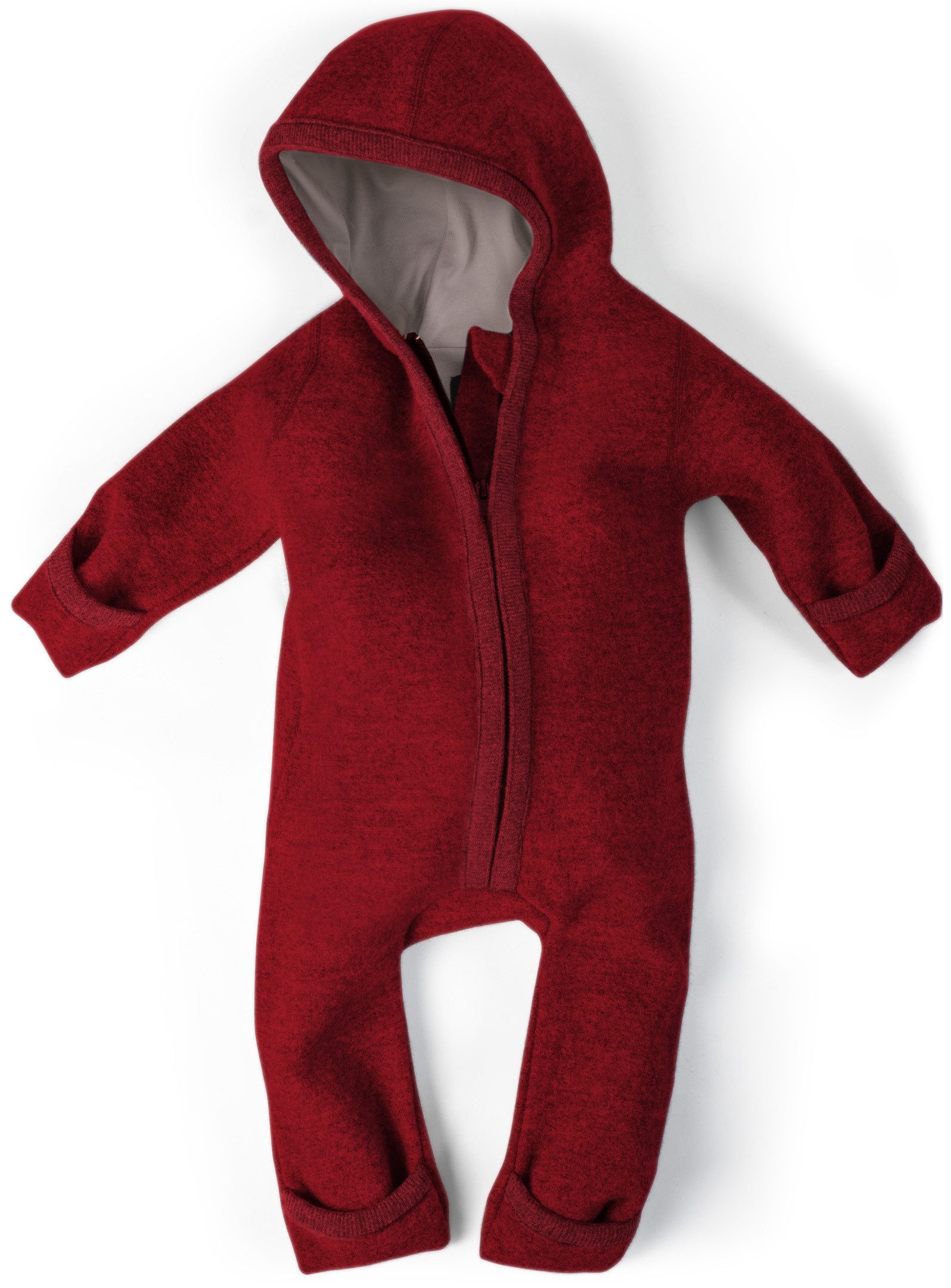 Ehrenkind Overall Walkoverall Baby aus Merino Schurwolle mit Reißverschluss (Rot, Gr. 50-56) Wollwalk Overall Baby 50/56