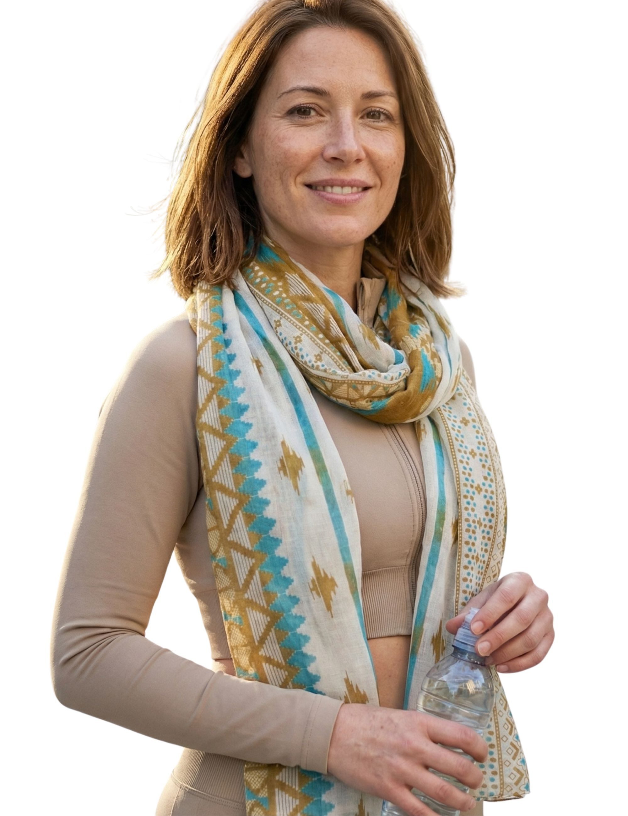 Sunsa Halstuch Damen Schal Tuch Baumwolle Halstuch Sommer Scarf mit Blumen, Abstract Aufdruck
