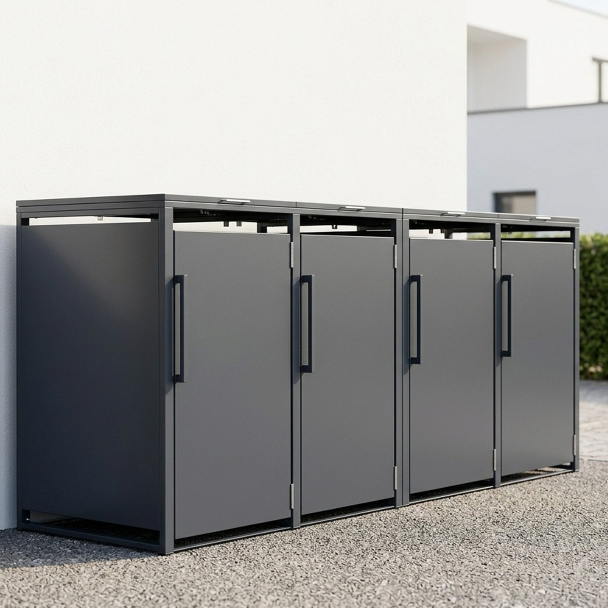 GARLIVO Mülltonnenbox Magnolie Mülltonnenbox 4er (2x2) 240L - wetterfest und langlebig, Verschließbare Mülltonnenverkleidung -modernes Design als Sichtschutz