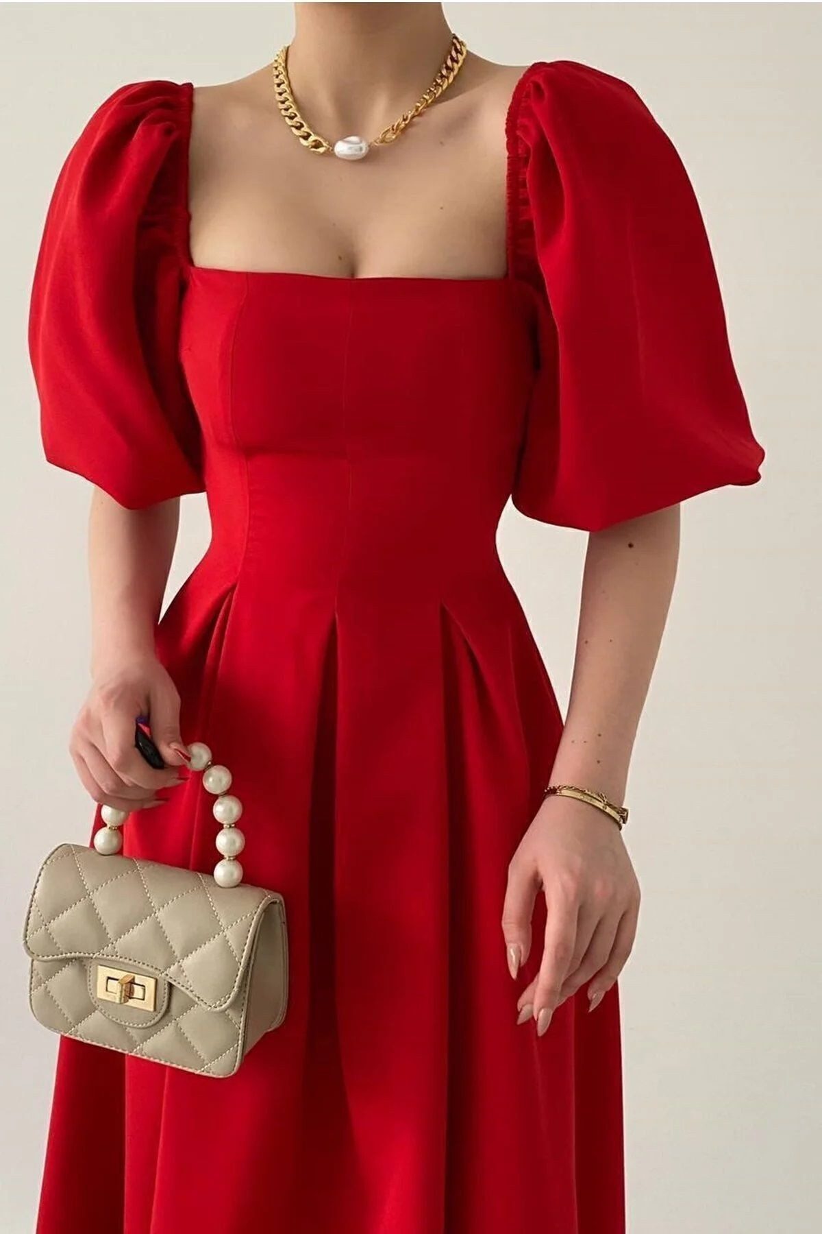 WOMAN VISION Minikleid Damen Schwarzes Trägerloses Plissee Midi-Kleid - 167