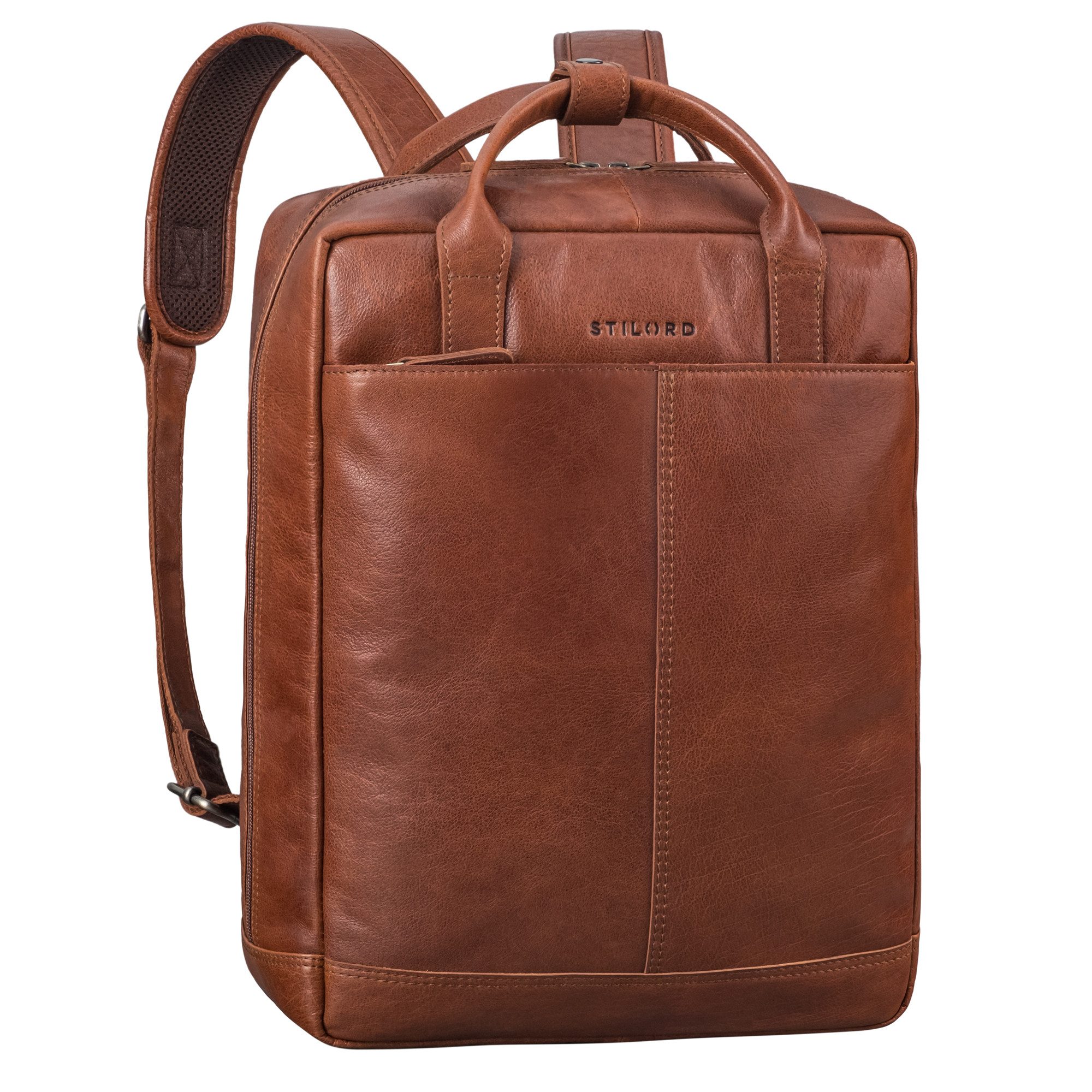 Notebook-Rucksack "Bobbie" Lederrucksack für Herren Rucksacktasche Damen 16 Zoll Laptop