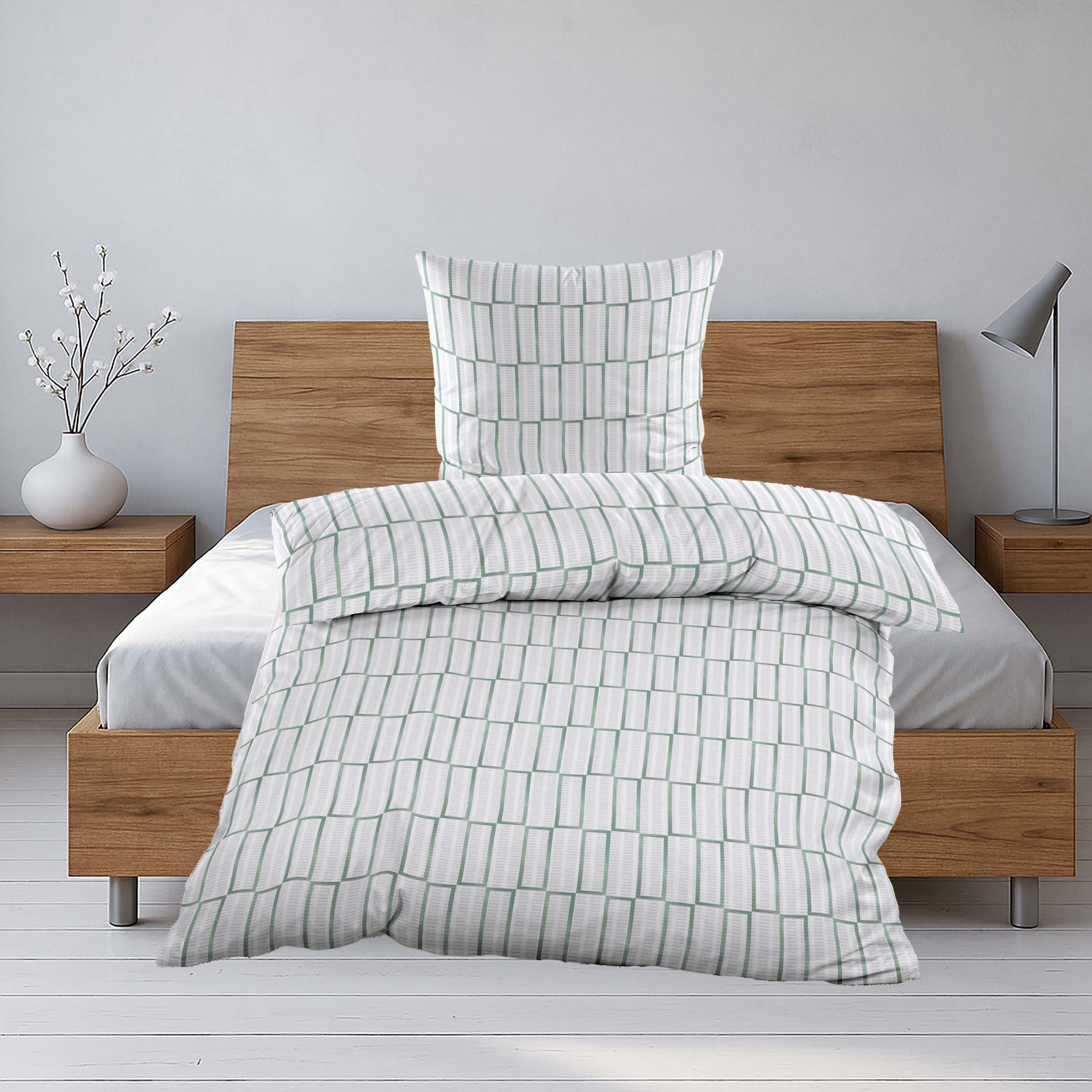Casa Colori Bettwäsche Seersucker Bettwäsche mit elegantem Karomuster in We günstig online kaufen