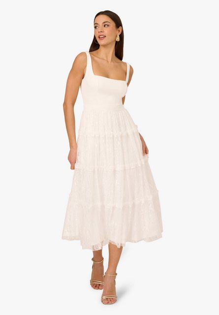 Adrianna Papell Abendkleid Crepe and Lace Midi Dress Abend, Anlass, Hochzei günstig online kaufen