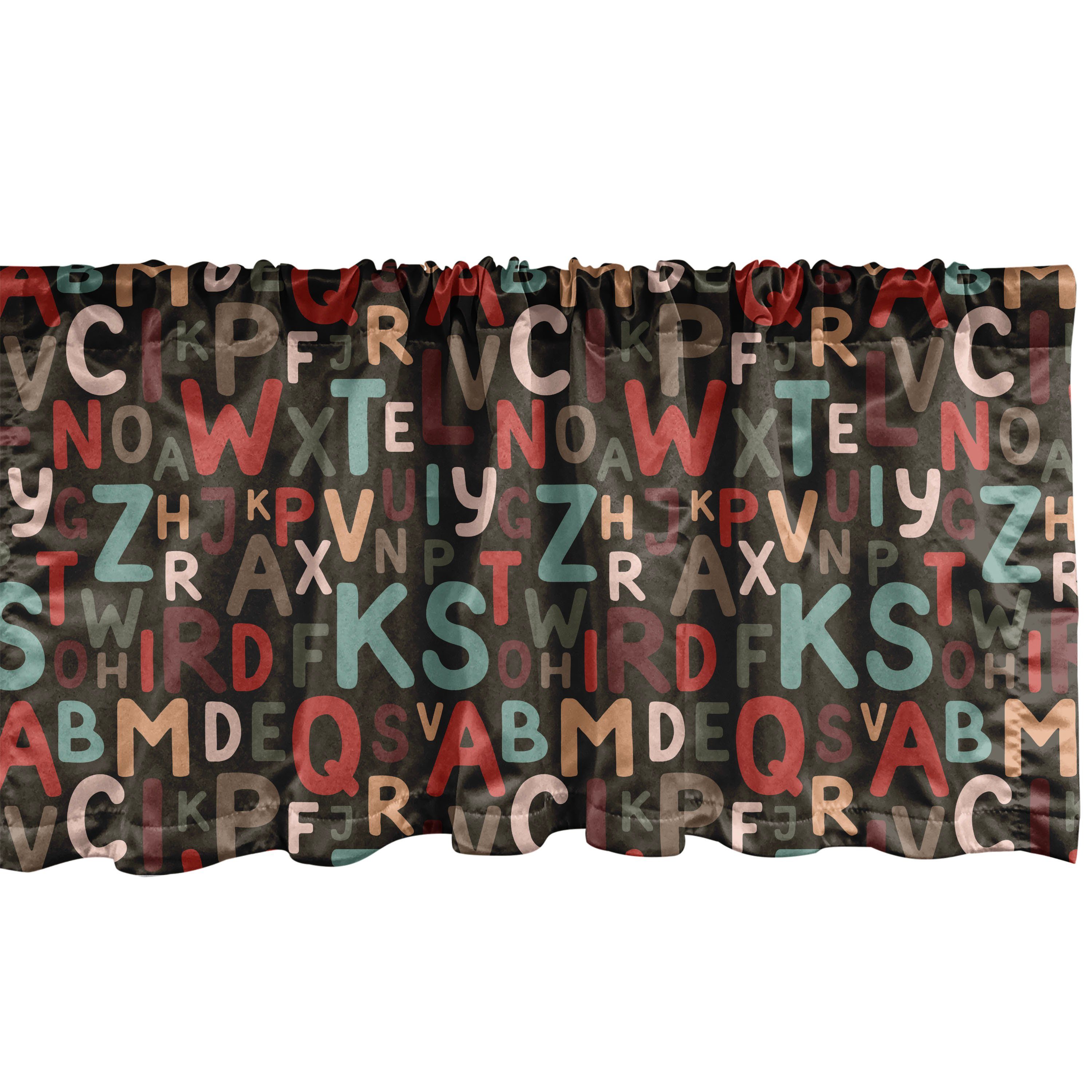 Scheibengardine Vorhang Volant für Küche Schlafzimmer Dekor mit Stangentasche, Abakuhaus, Microfaser, Alphabet Verschiedene farbige Buchstaben